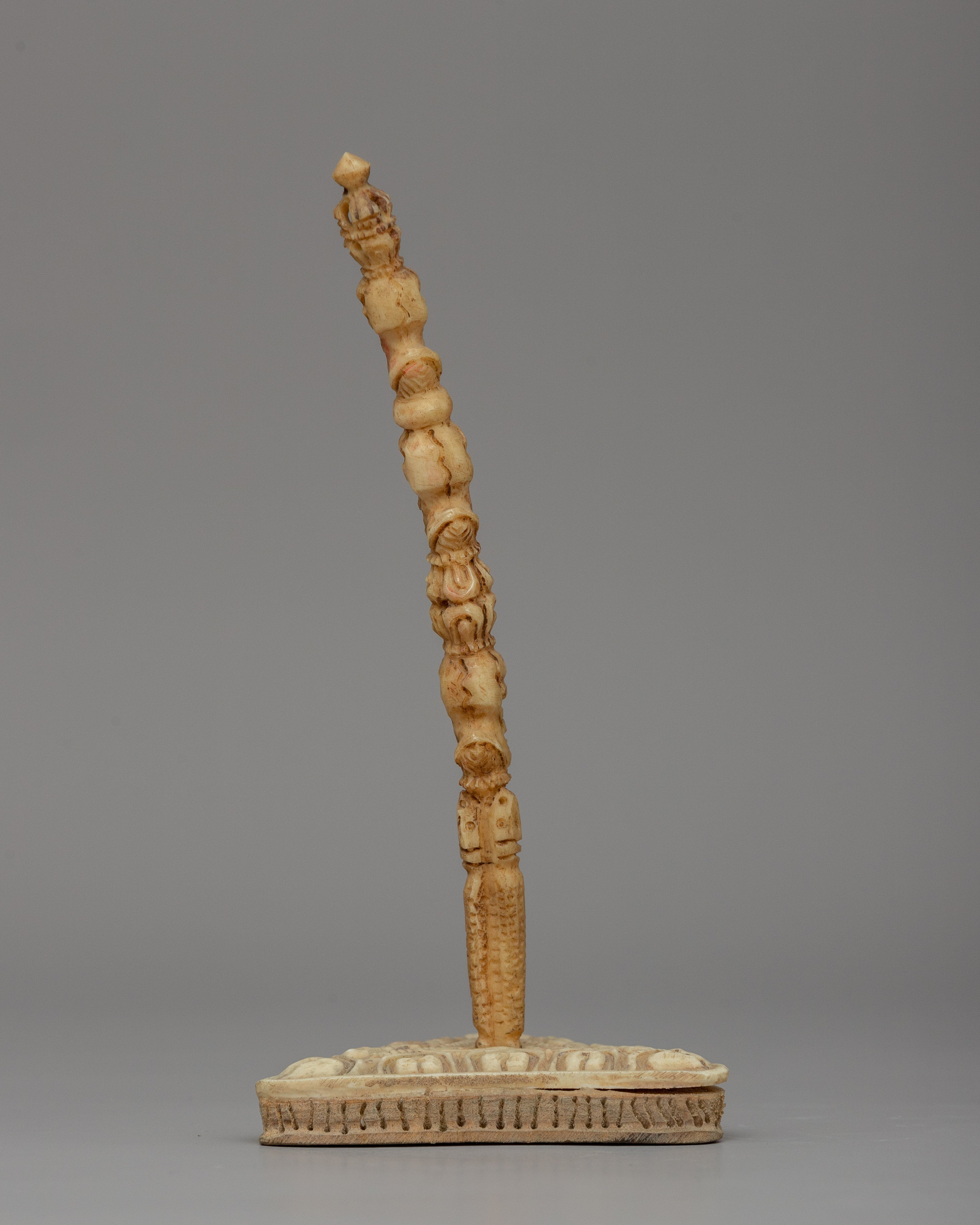 Handcrafted Phurba with Stand | A Buffalo Bone Tibetan Ritual Dagger