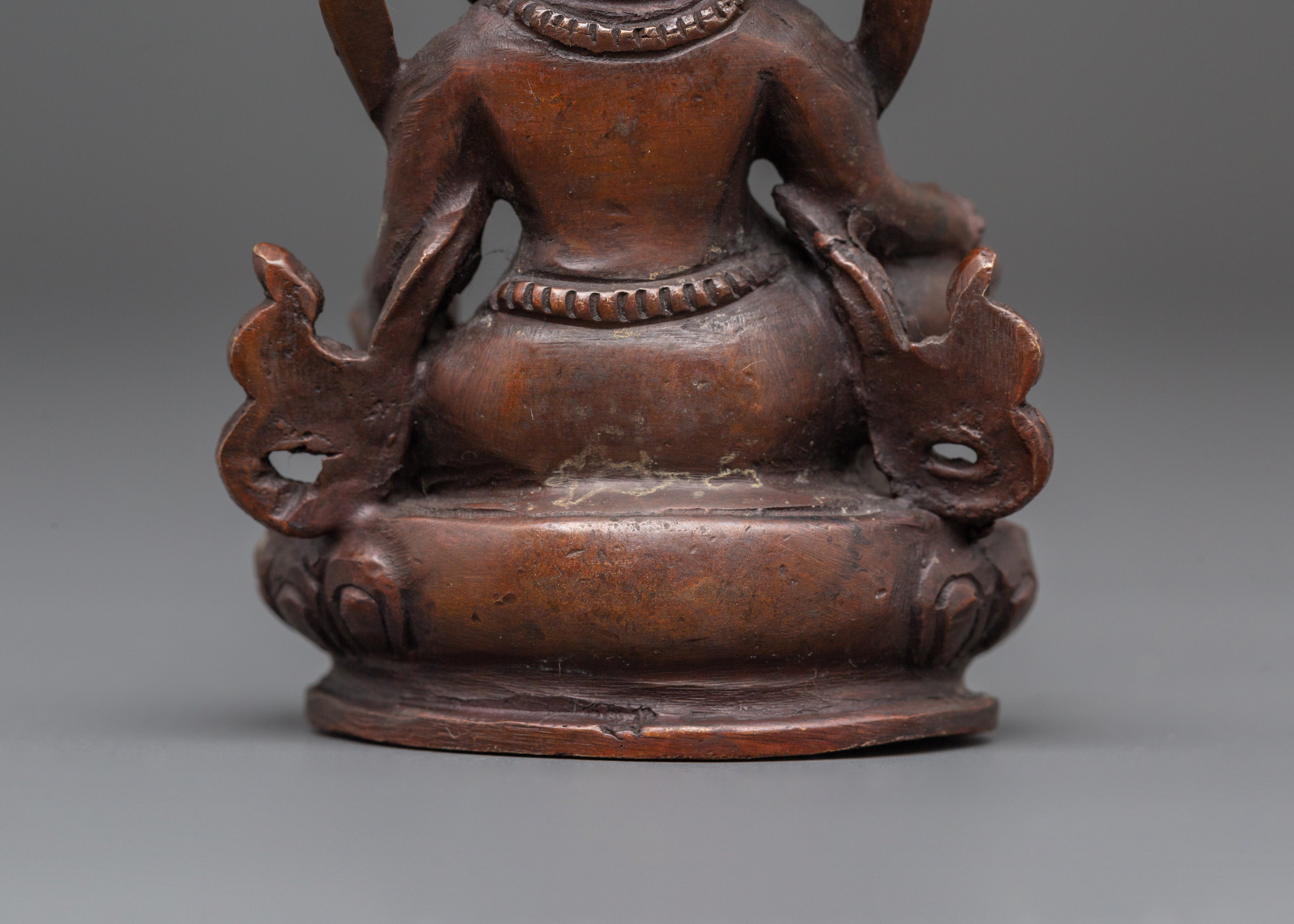 Handmade Statue of Buddhist Kubera | Oxidized Copper Wealth Deity Idol
