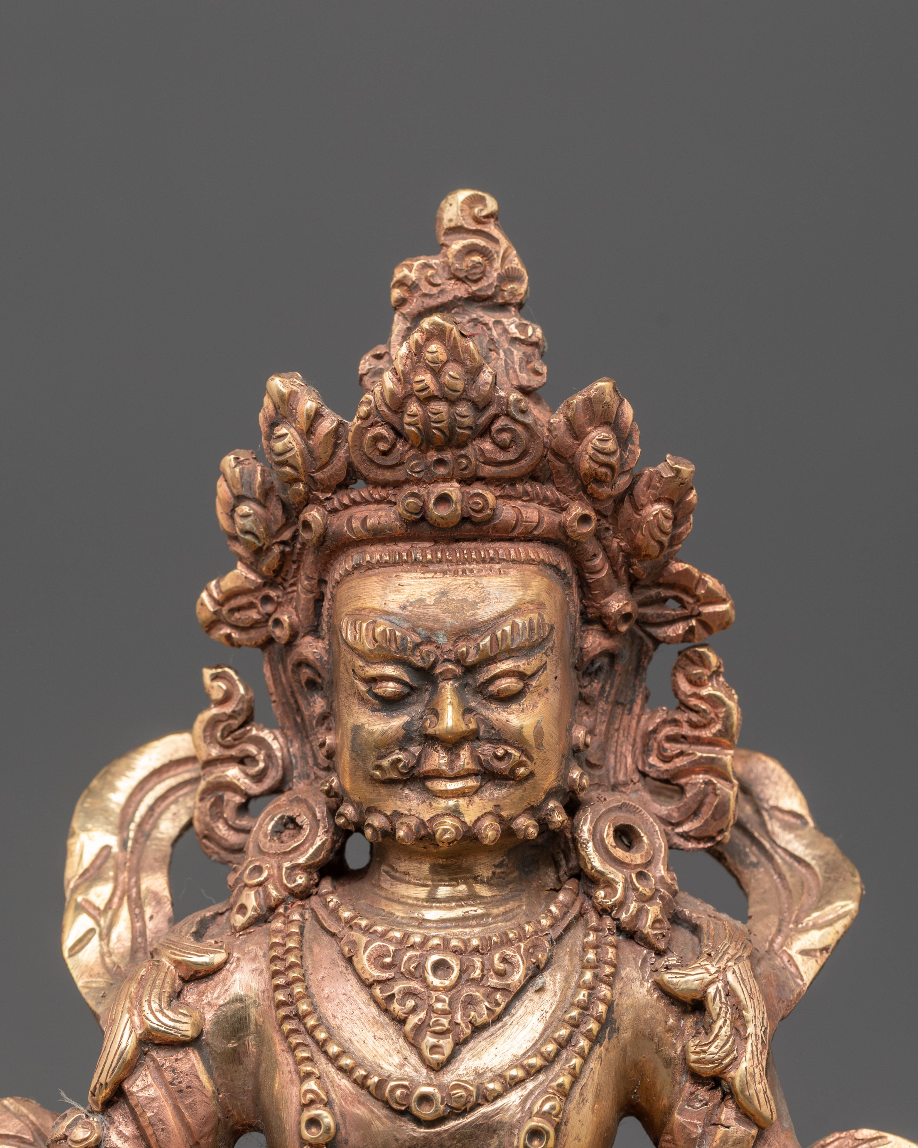 Tibetan Wealth Deity Dzambhala | Handcrafted Copper Sculpture