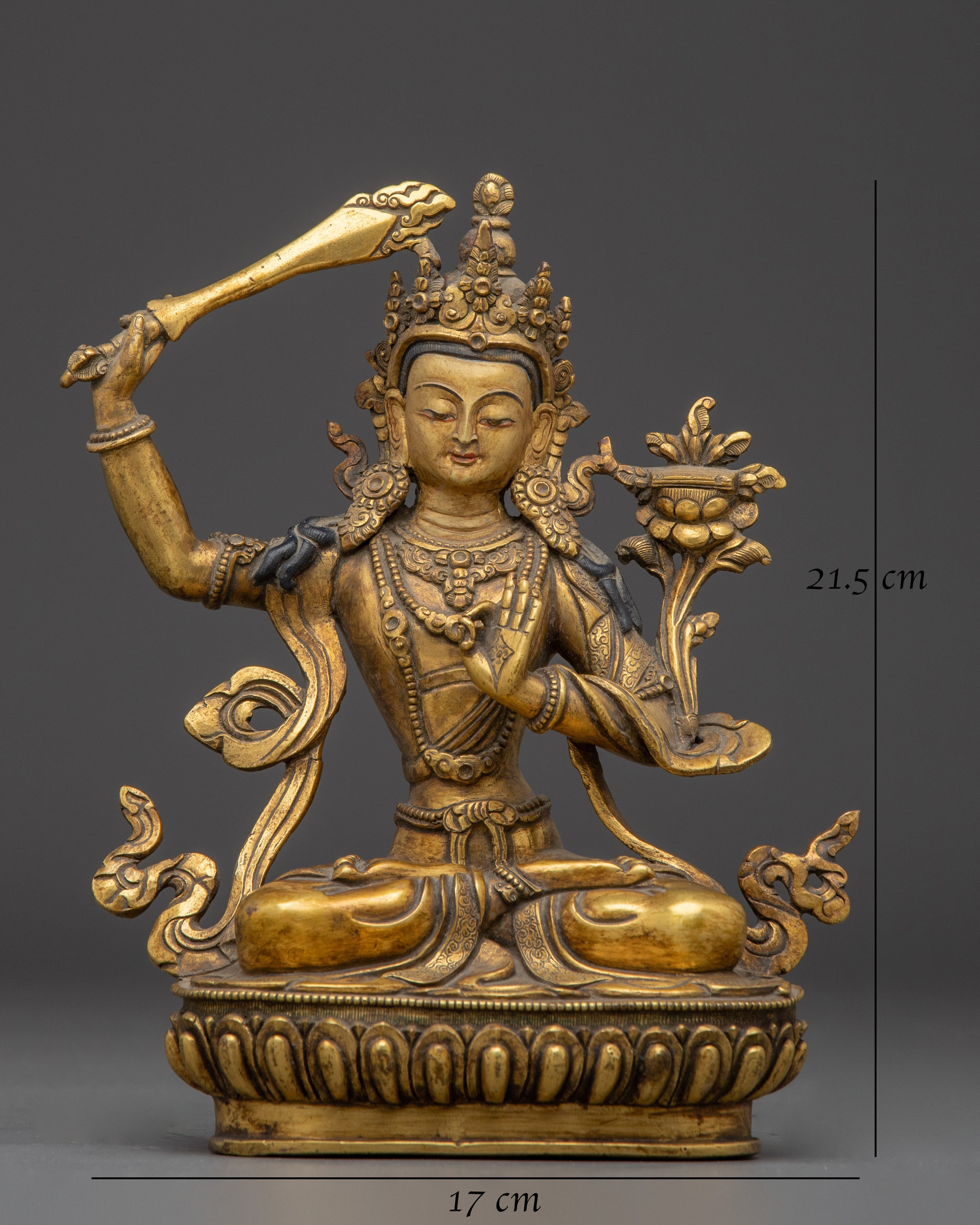 Knowledge Deity Manjughosa Statue | Buddhist Wisdom and Protection Sculpture
