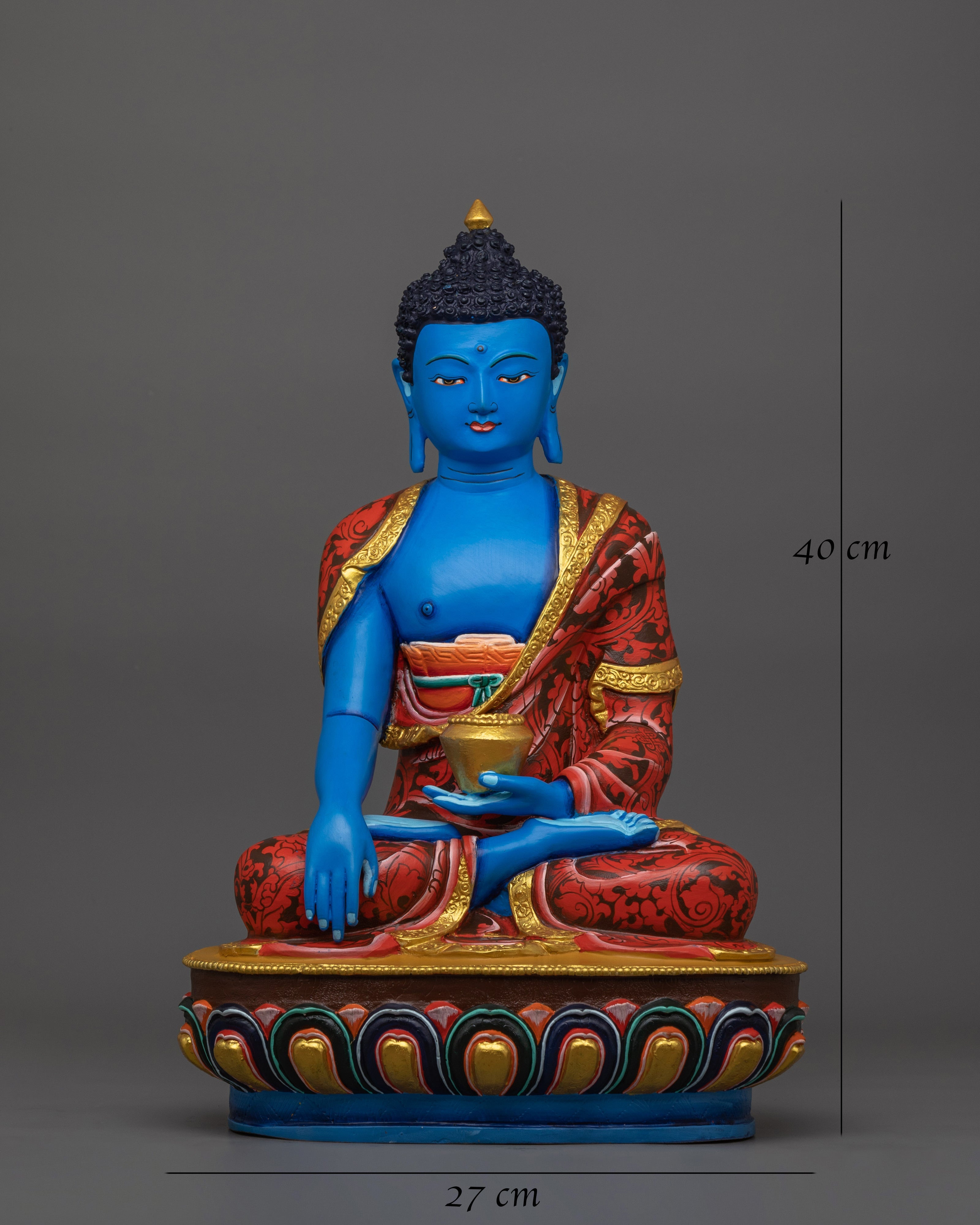 Handcrafted Blue Shakyamuni Buddha | Sacred Tibetan Buddha Sculpture