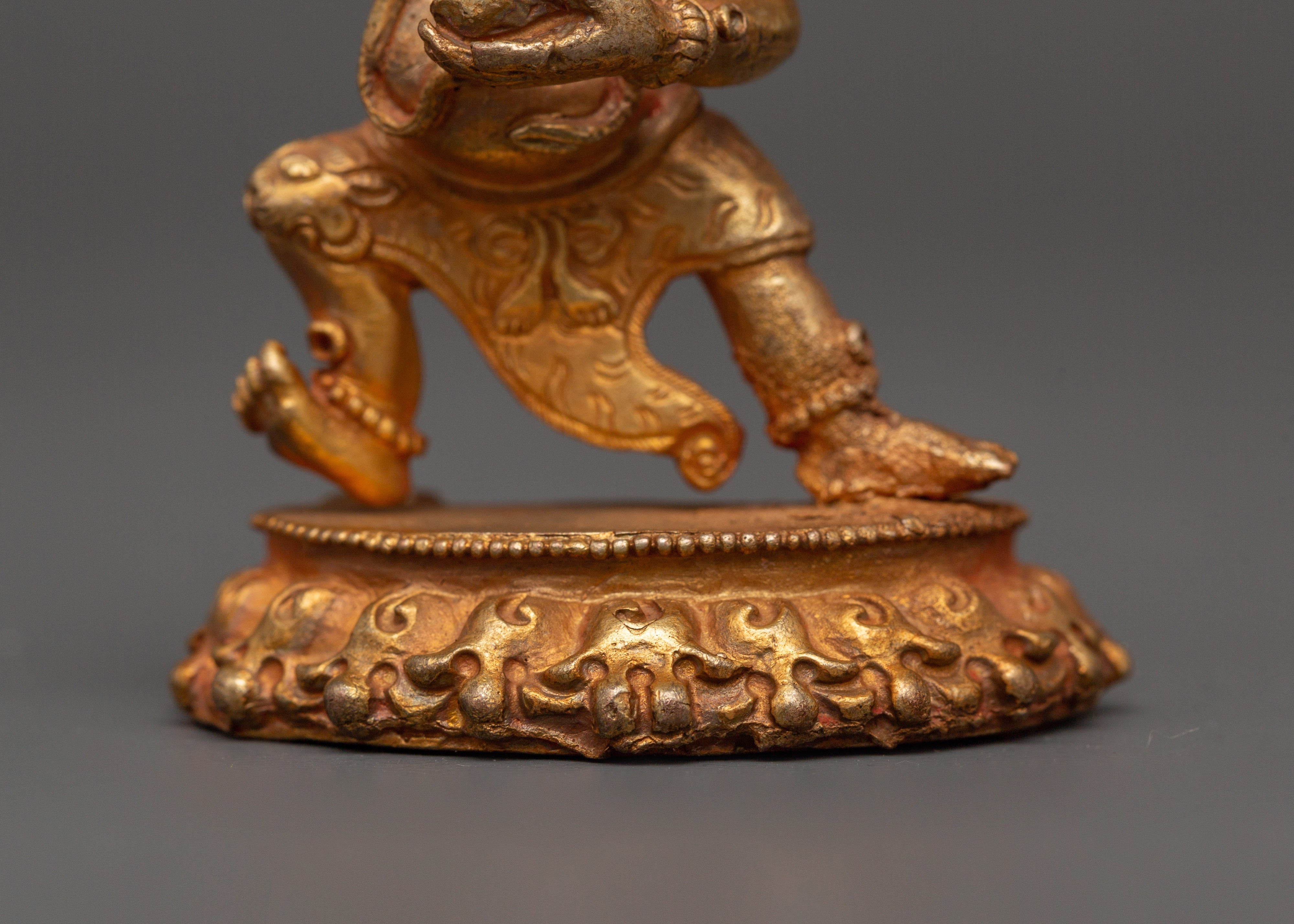 Black Manjushri Statue Gold-Plated Copper Statue | Wrathful Manjushri for Altar Decor