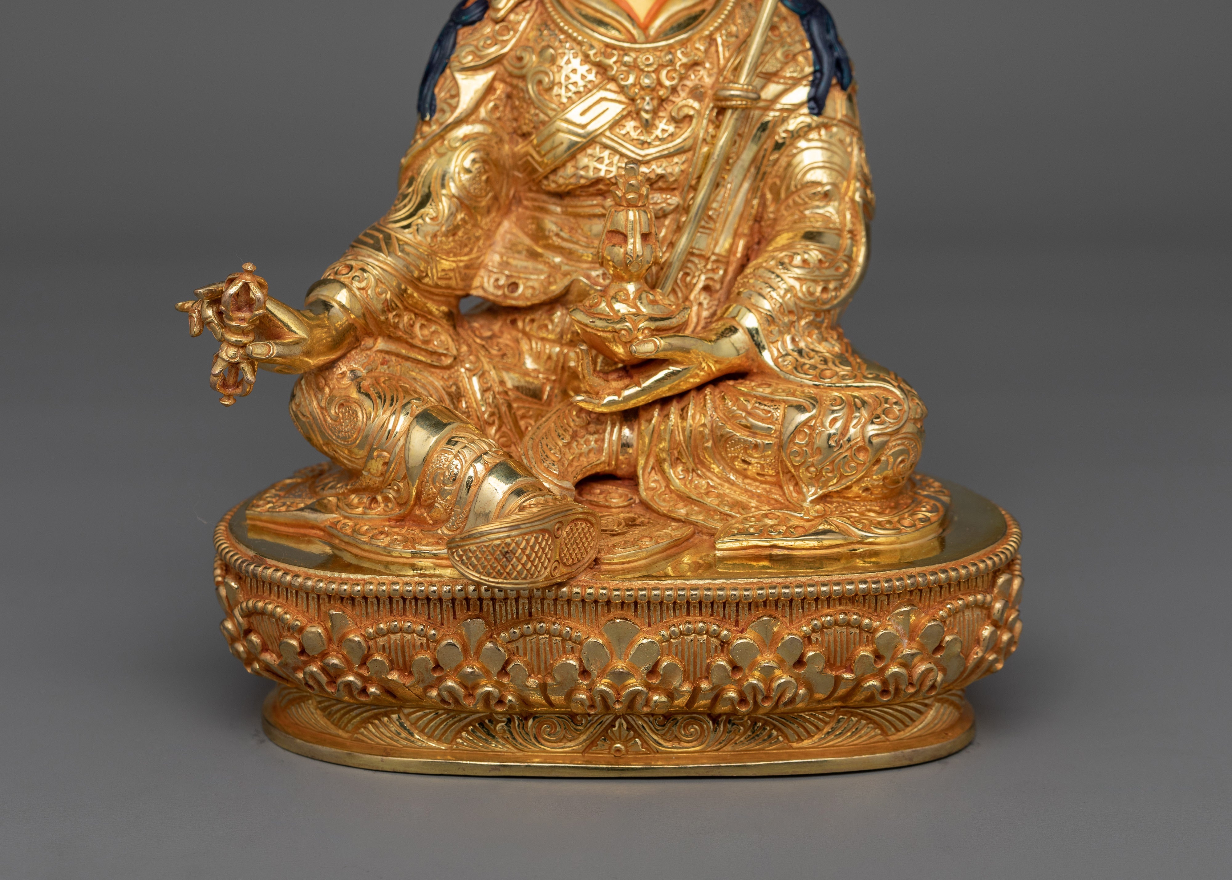 Guru Rinpoche Copper Art From Nepal | Traditionally 24K Gold Gilded Statue