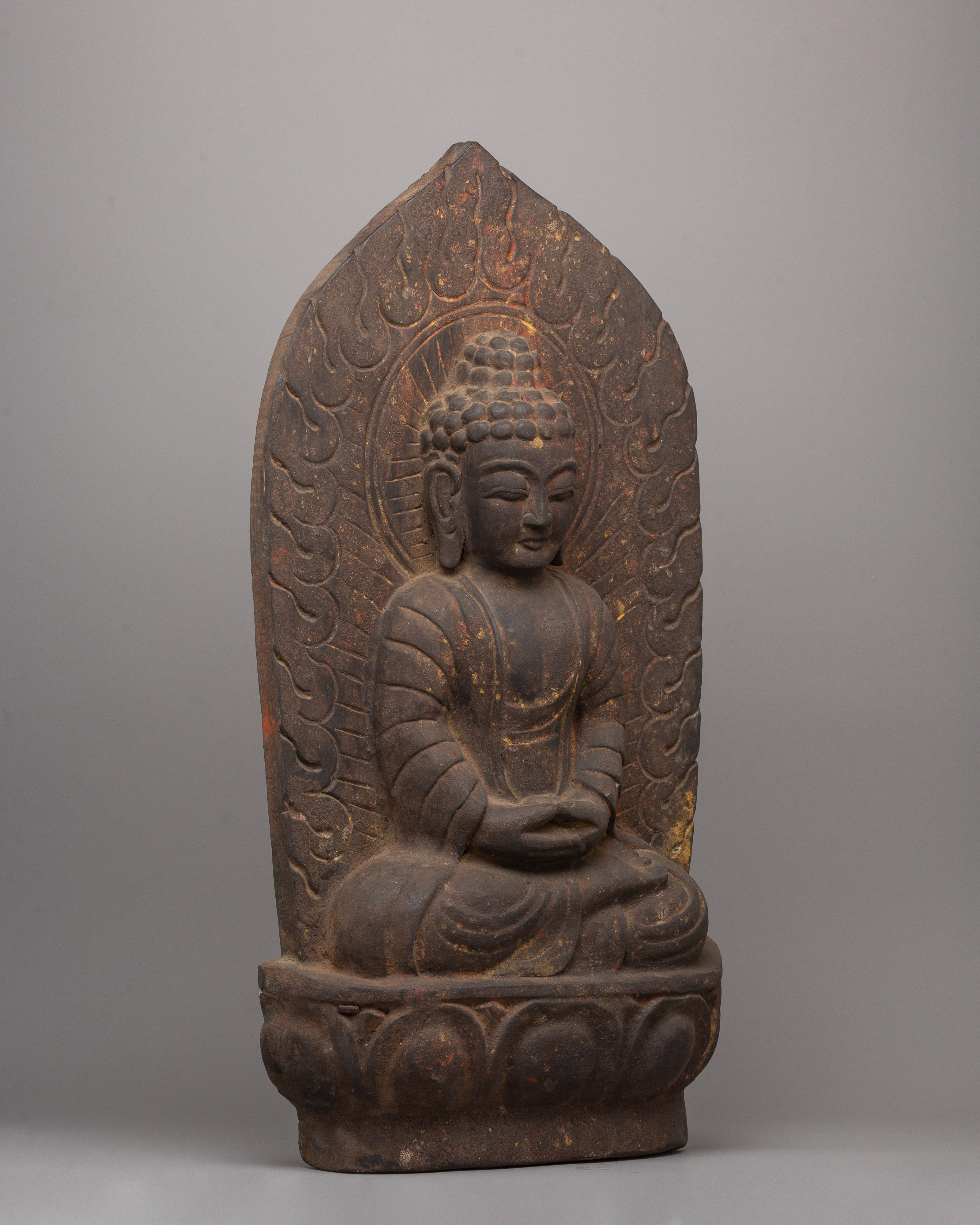 Handcrafted Wooden Amitabha Buddha Statue | Buddha for Altar and Meditation