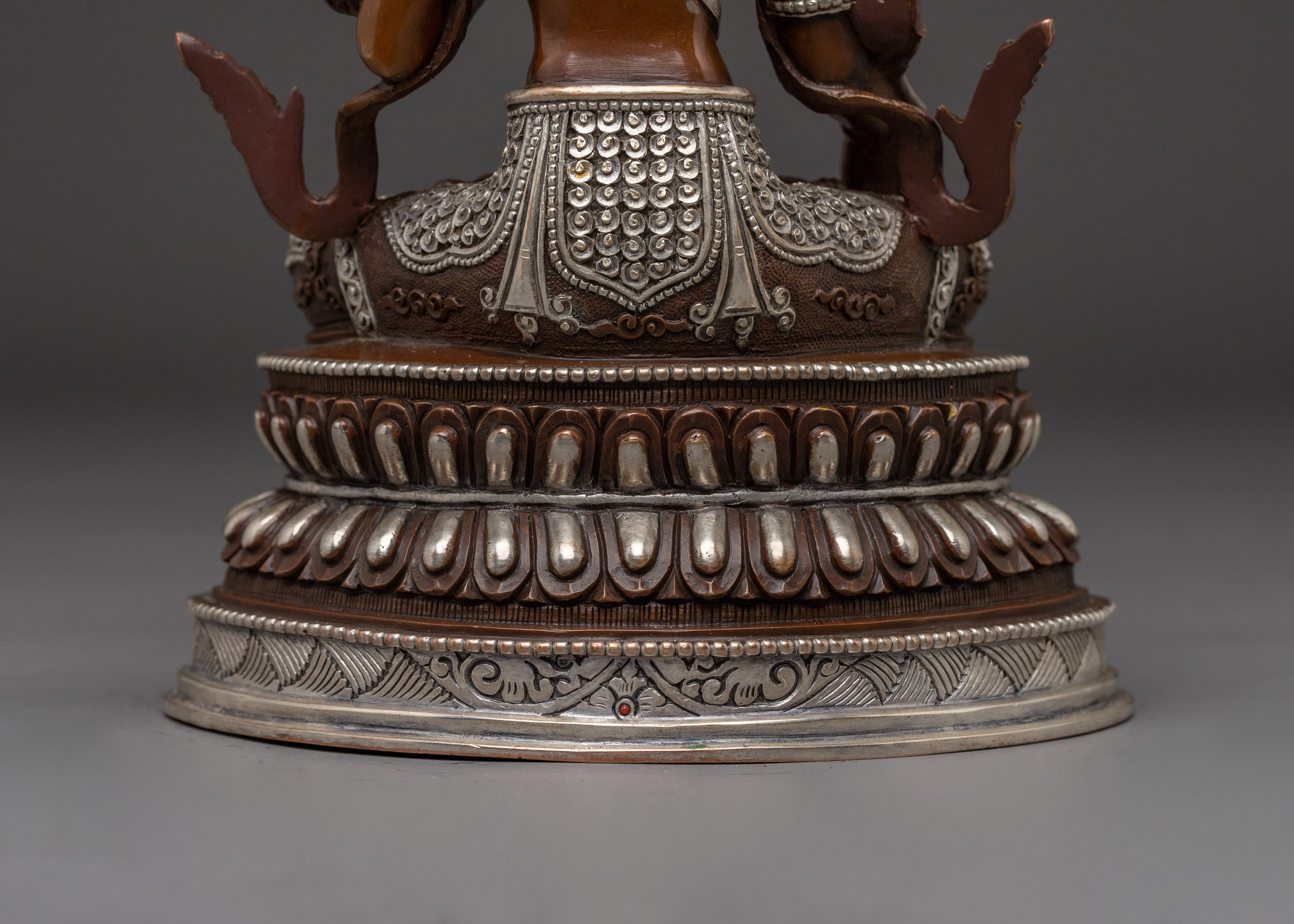 Longevity White Tara Oxidized Copper Statue | Tibetan Goddess of Compassion