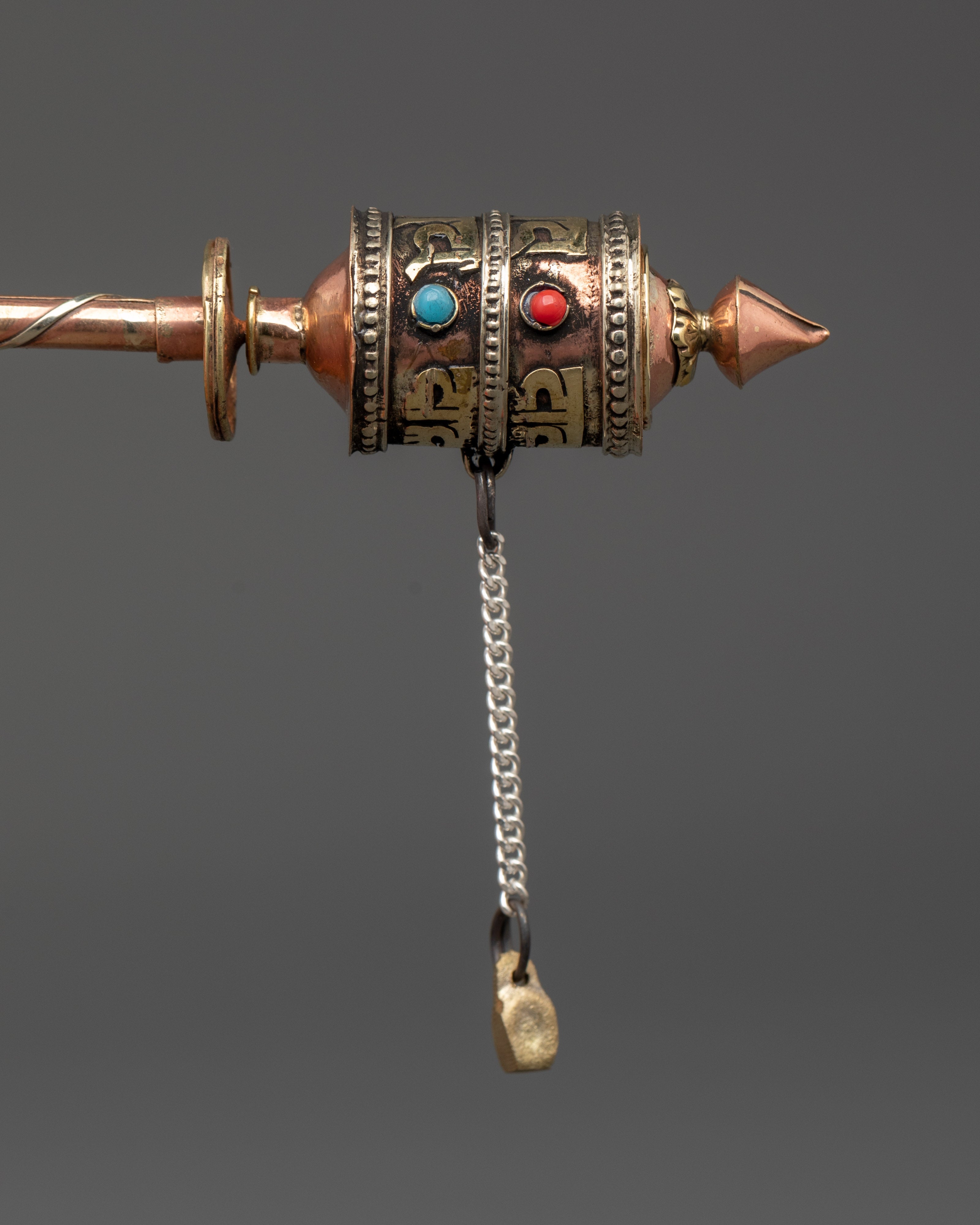 Traditional Tibetan Sacred Prayer Wheel | Handcrafted Copper and Brass Spinner