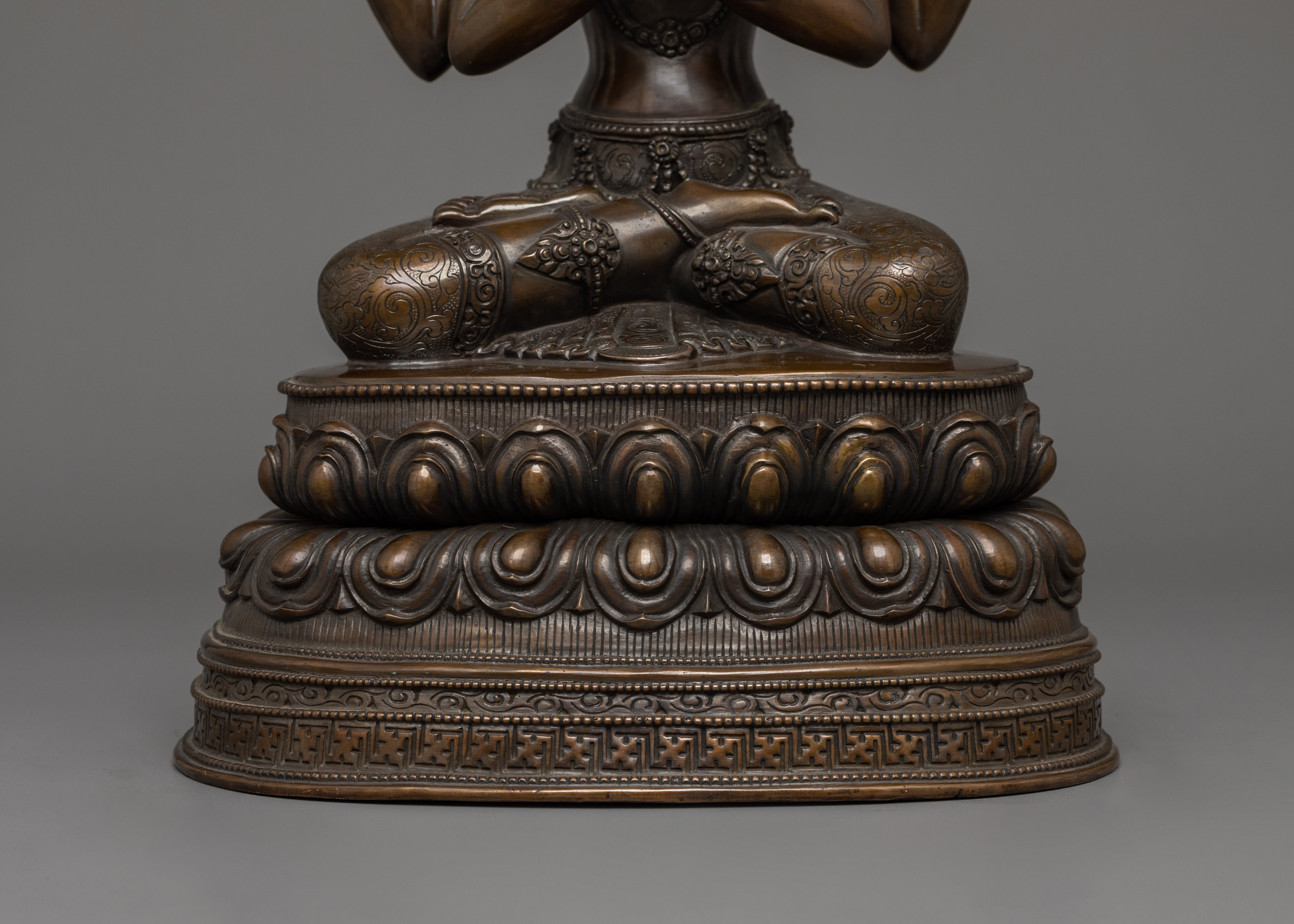 4 Armed Chenrezig with Oxidized Copper Body |  The Buddha of Infinite Compassion