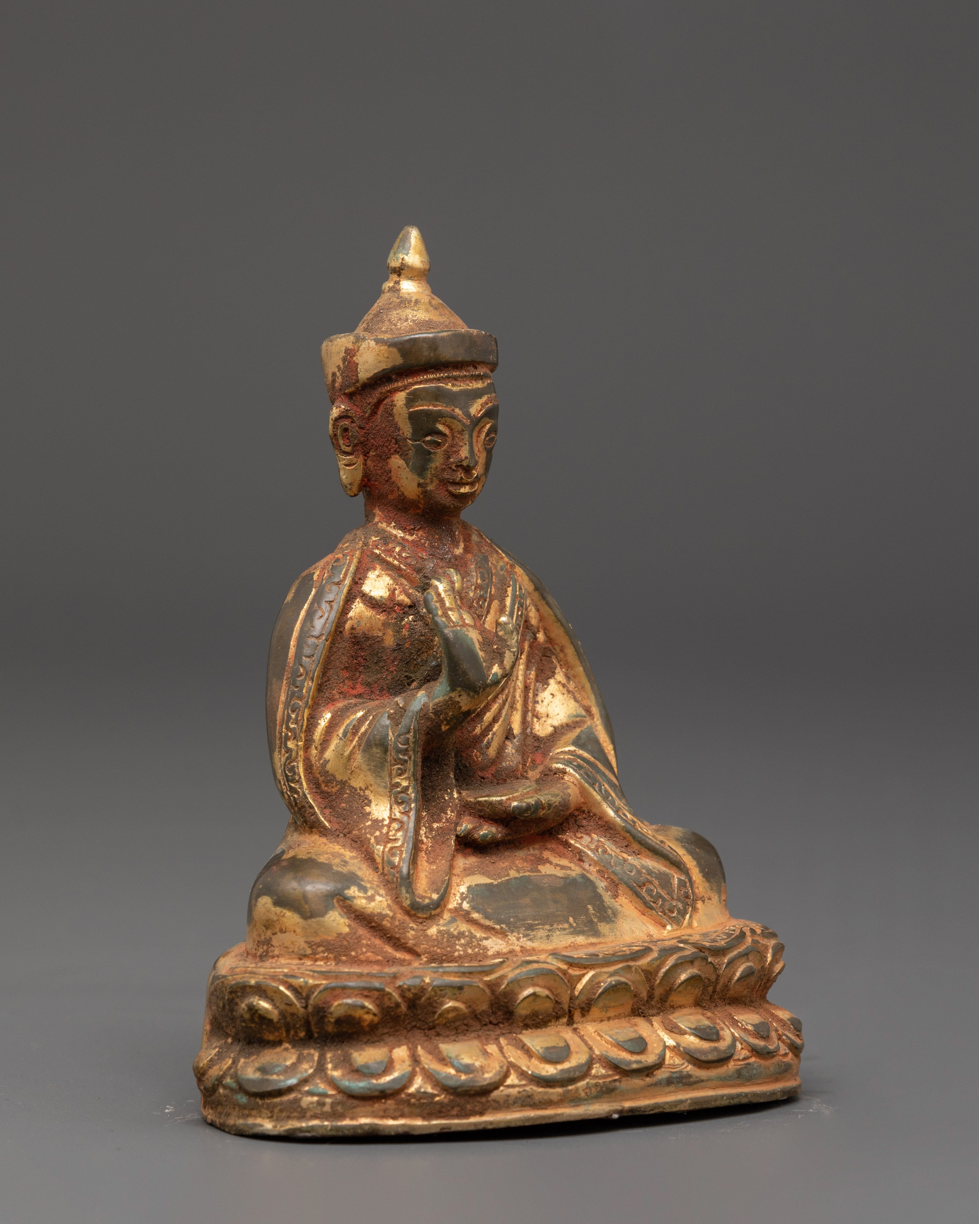 Handcrafted Gold Plated Karmapa Statue | Sacred Meditation Figurine