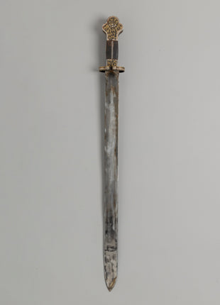 Ritual Sword with Brass Inlays | Wrapped Wooden Handle, Spiritual Artifact