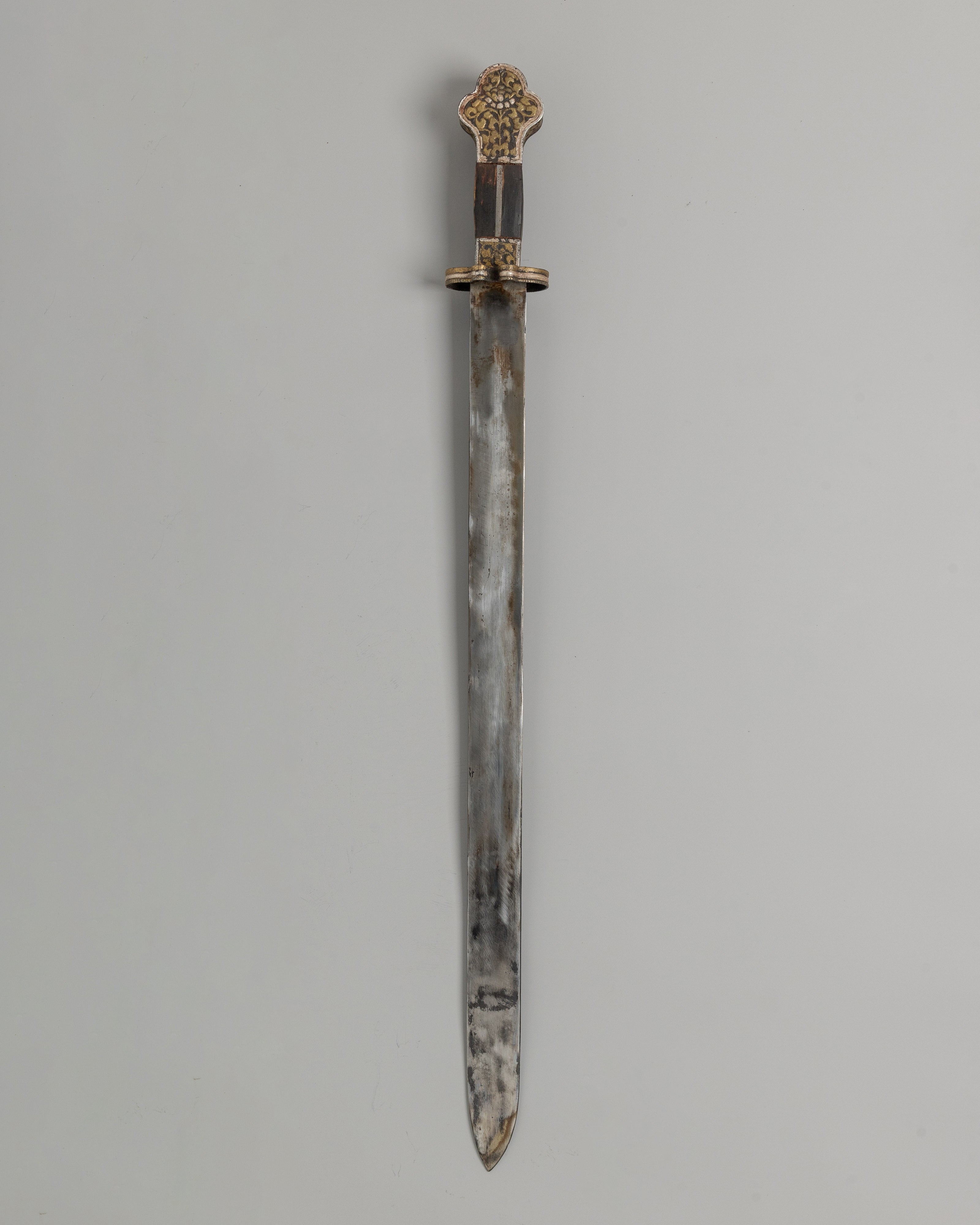 Ritual Sword with Brass Inlays | Wrapped Wooden Handle, Spiritual Artifact