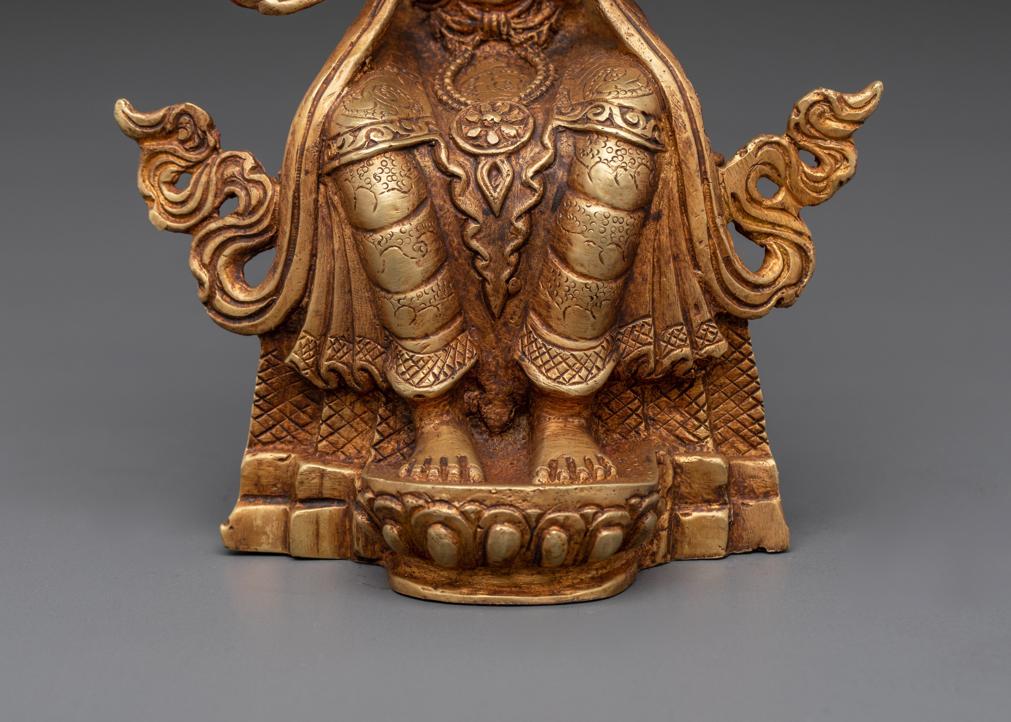 Future Buddha Maitreya Statue | Gold Plated Copper Sculpture with Crystal & Turquoise