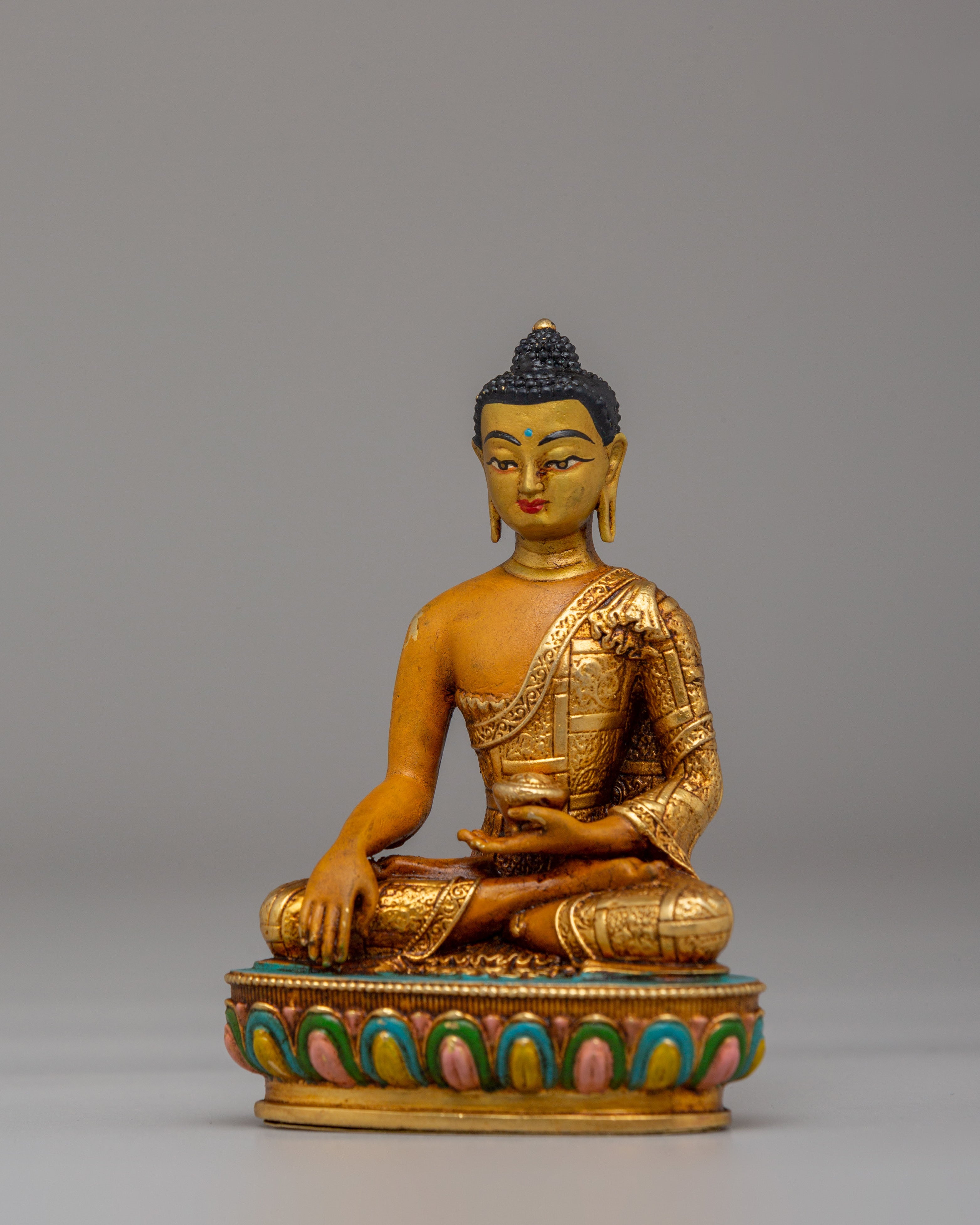 Himalayan Shakyamuni Buddha Shrine Statue | 24K Gold Plated Tibetan Buddha