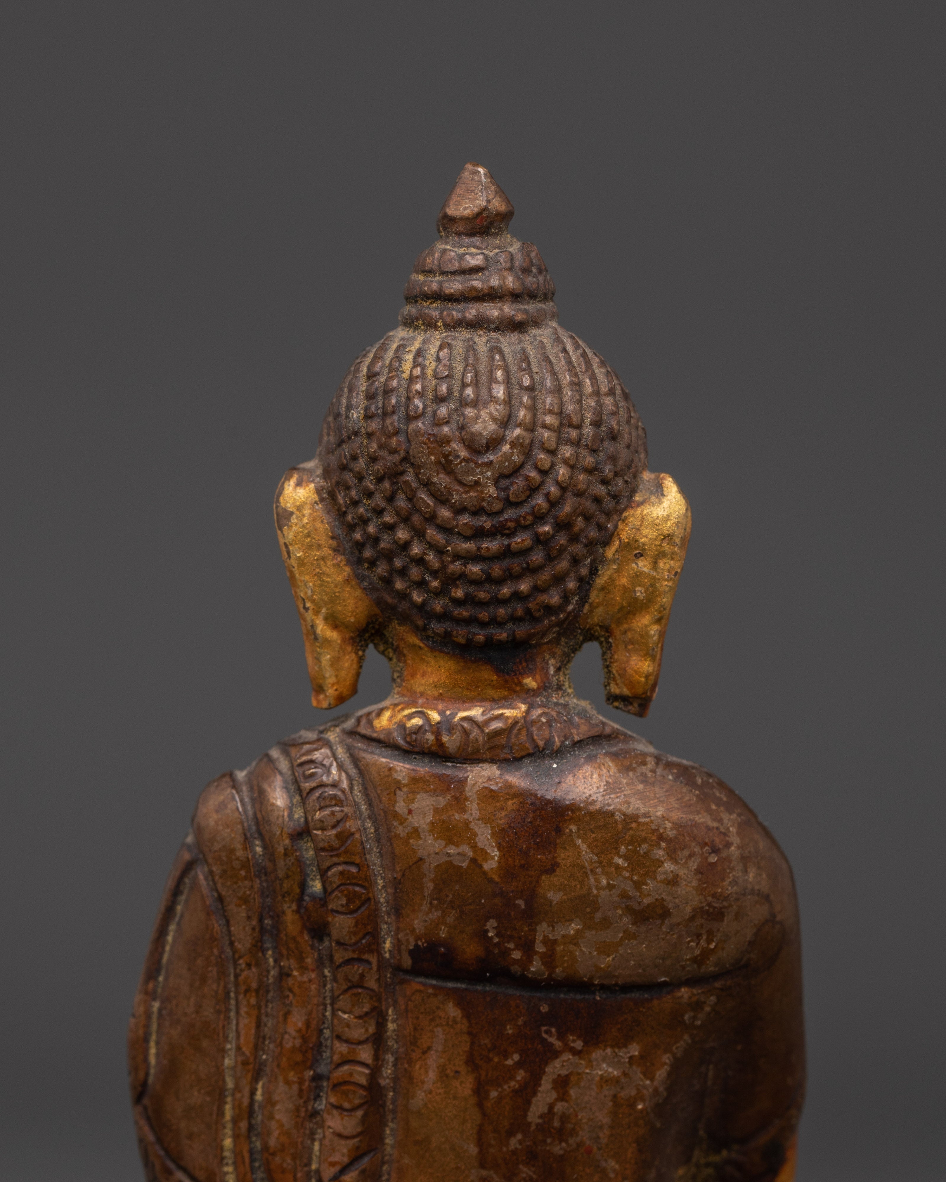 Amitabha Pure Land Buddha Statue | Oxidized Copper Buddhist Statue