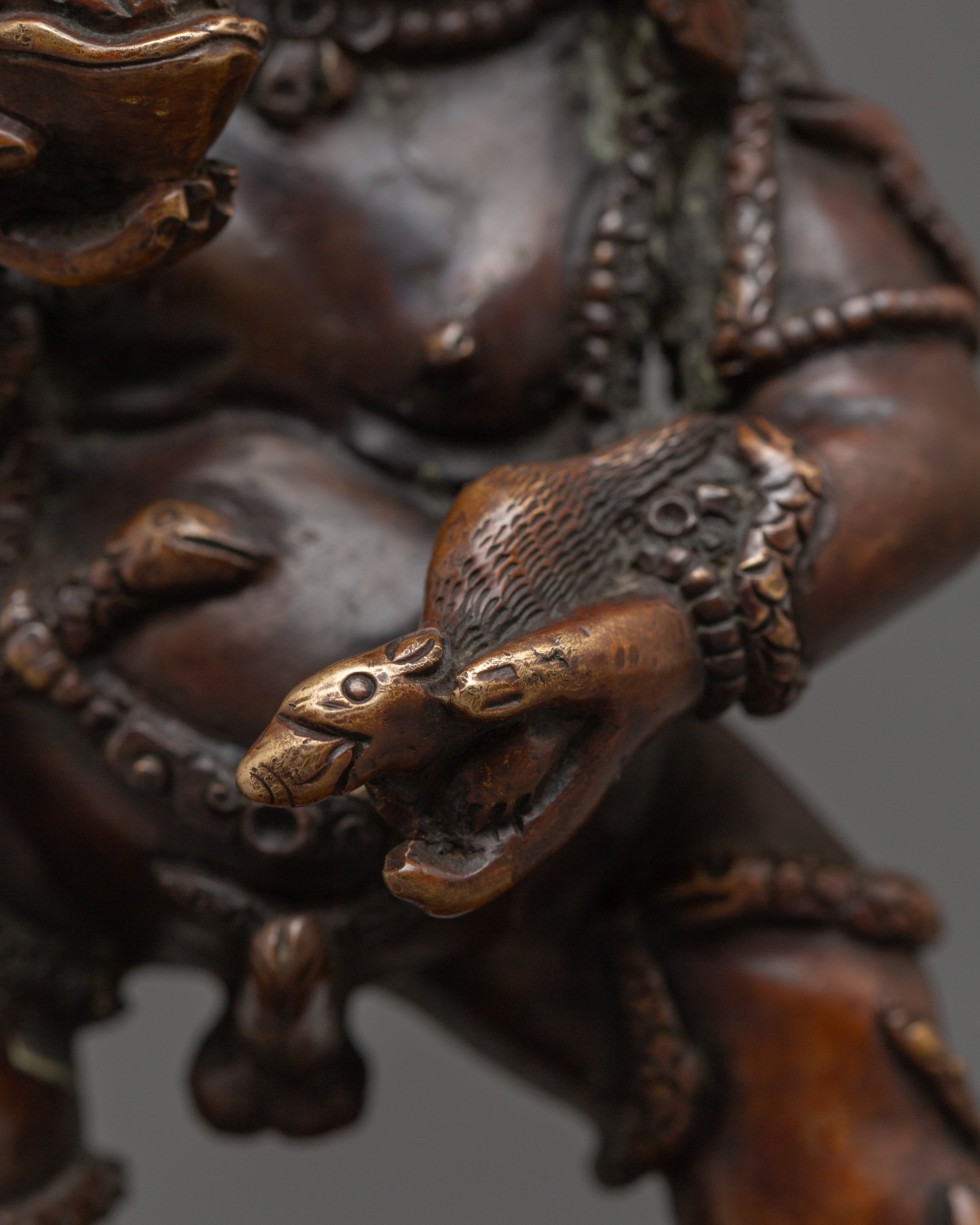 Oxidized Copper Black Dzambhala Statue | Guardian of Wealth