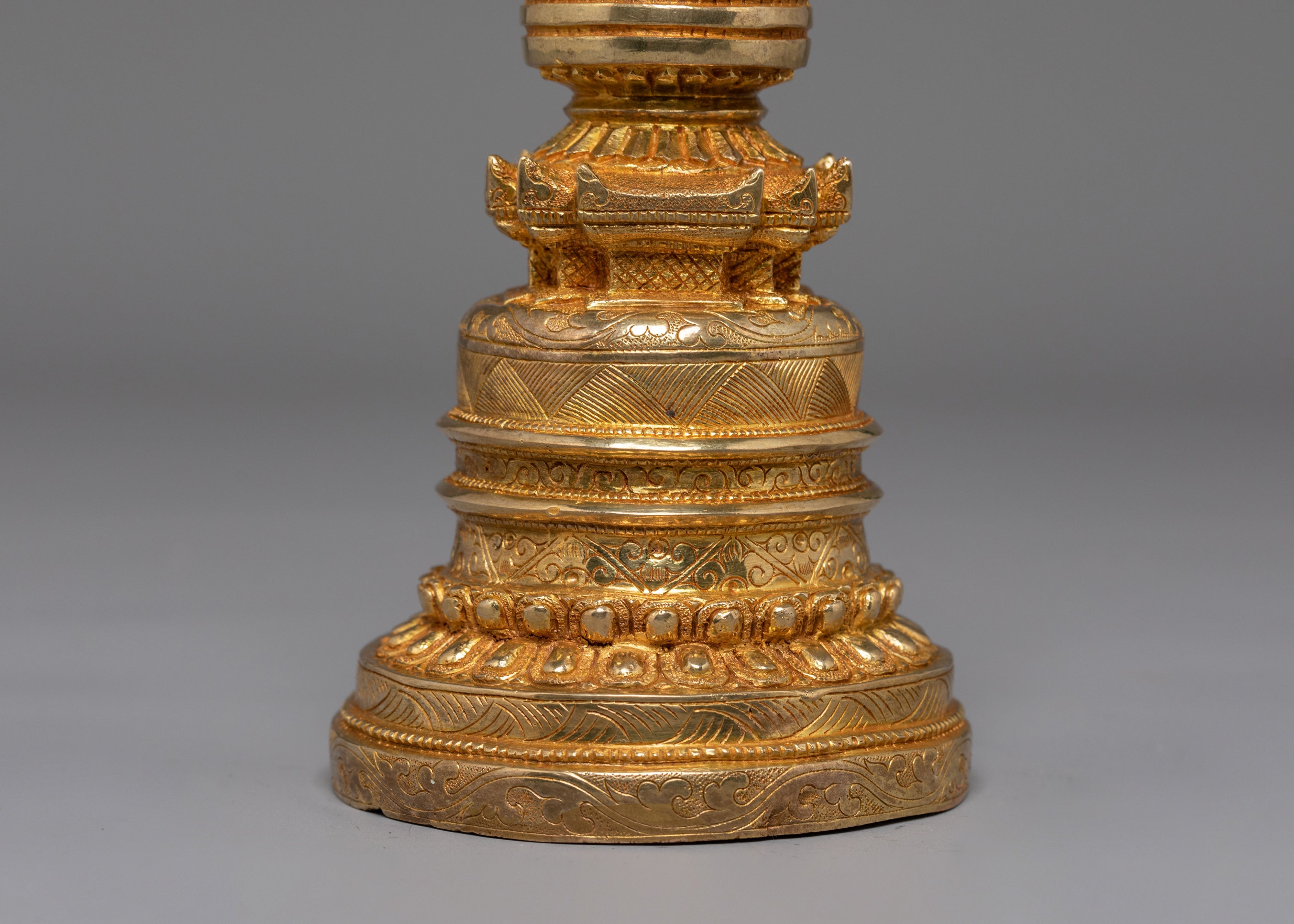 Gold Plated Sacred Buddhist Stupa | Symbol of Peace