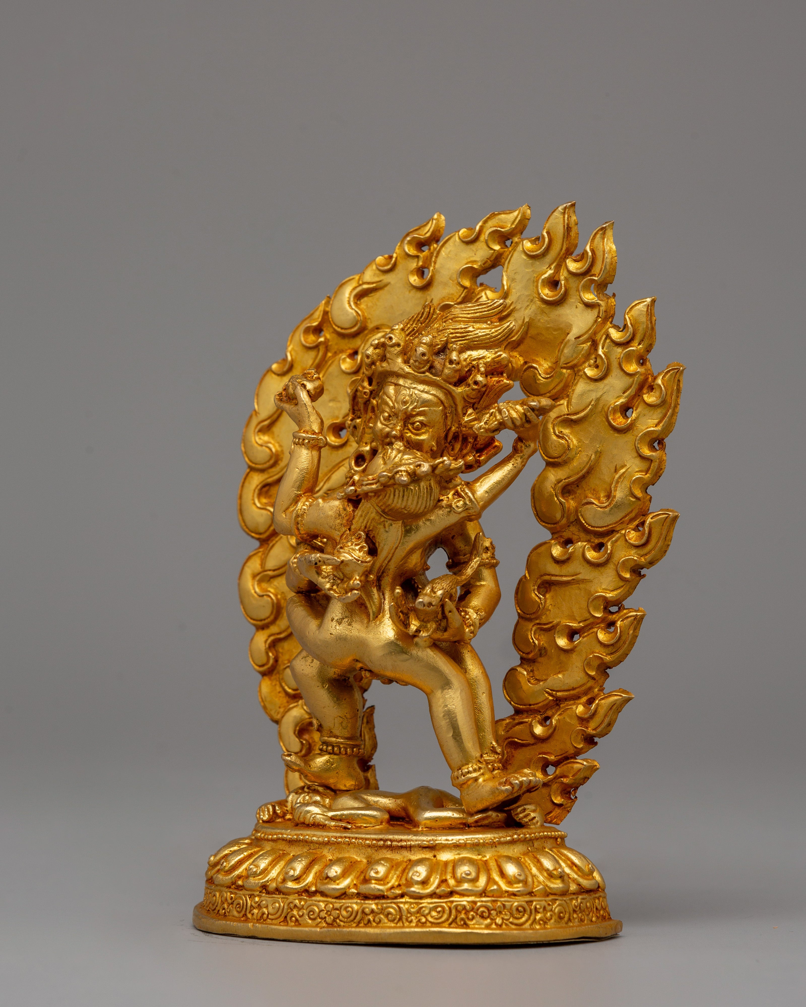 Black Dzambhala with Consort statue |  Buddhist Prosperity Sculpture
