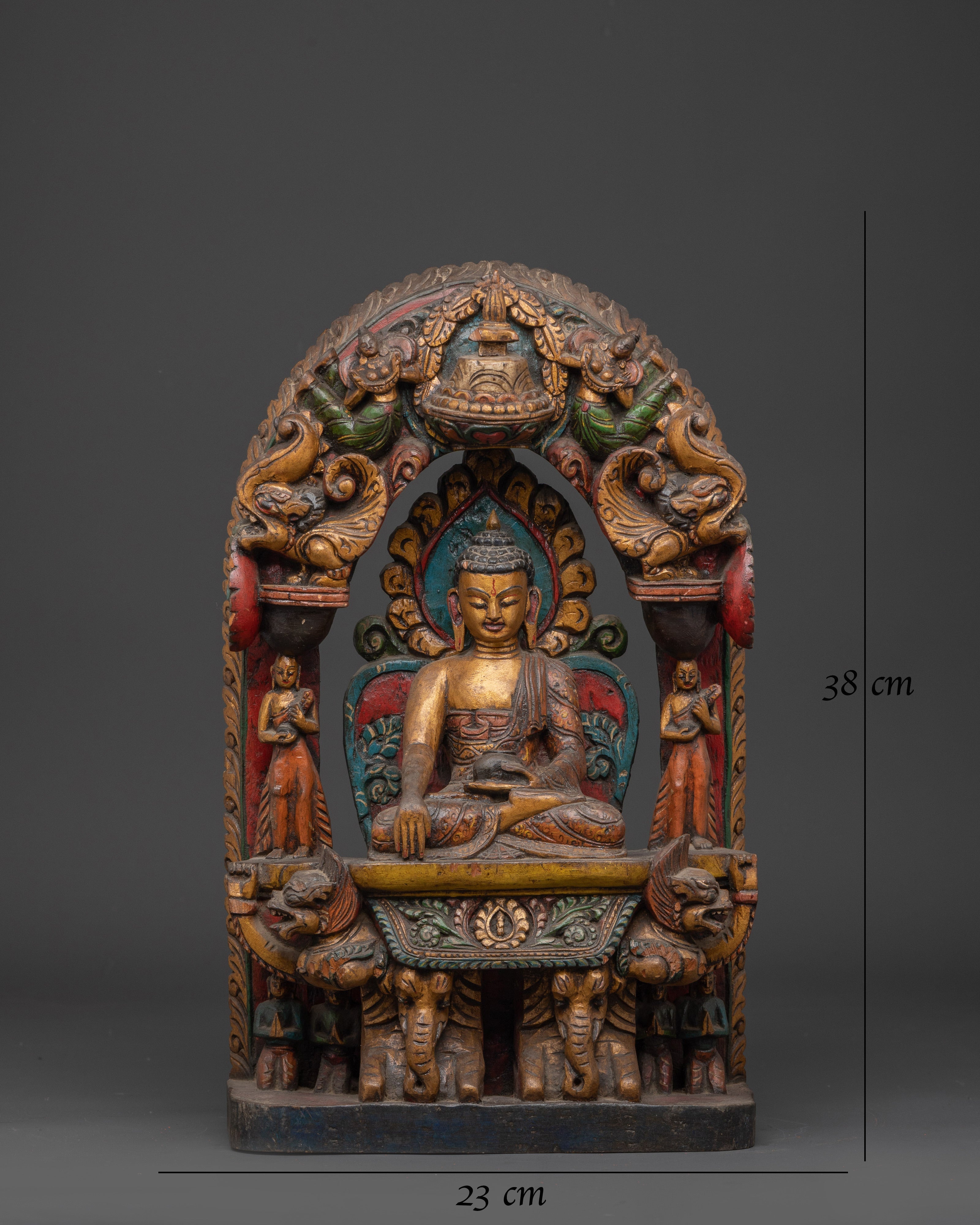 Hand Carved Meditation Shakyamuni Buddha Figurine | Wooden Tibetan Buddha Statue