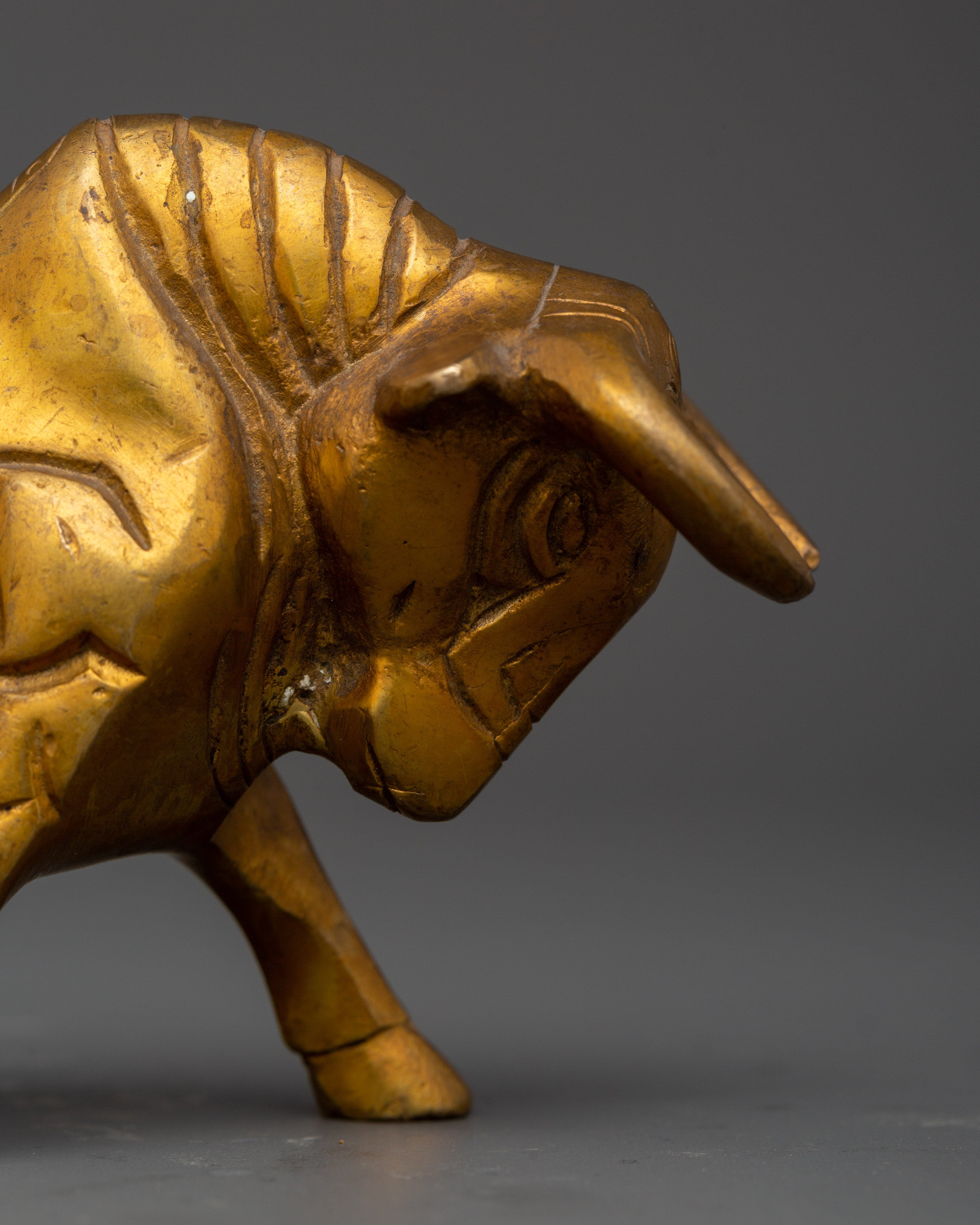 Handcrafted Brass Ox Statue Set | Pair of Decorative Sacred Oxen Sculptures