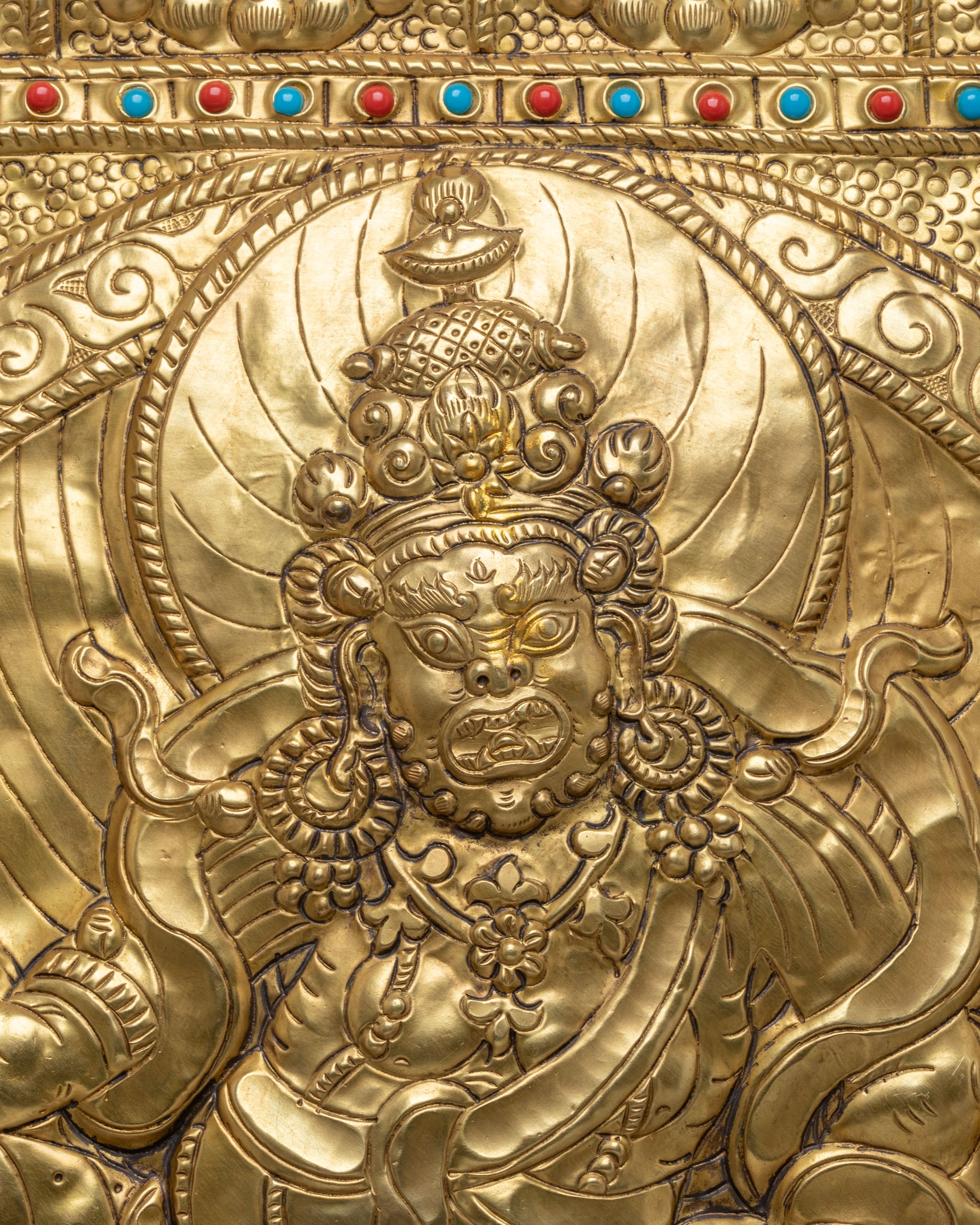 Buddhist Prosperity Deity Wall Hanging Art | Handmade Wooden Artwork