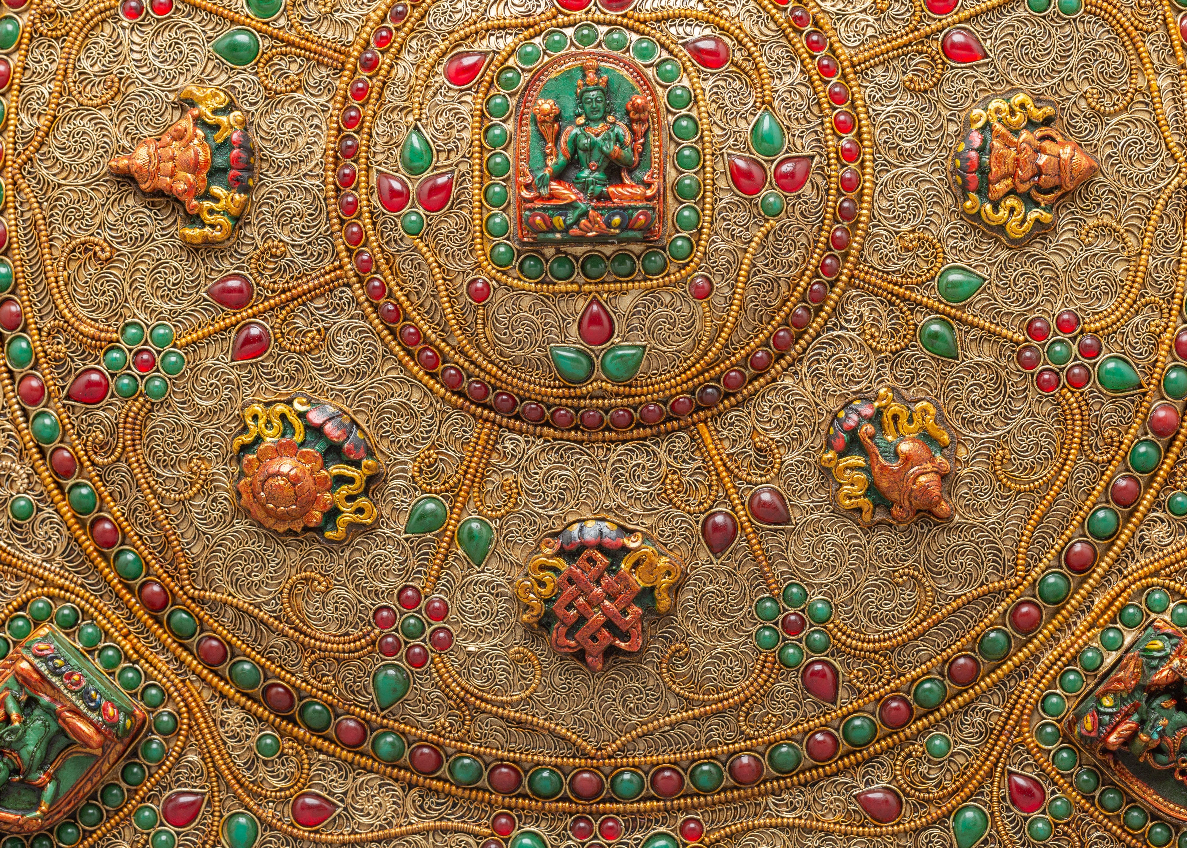 Sacred Tibetan Wall Hanging with Buddhist Deities | Symbol of Protection