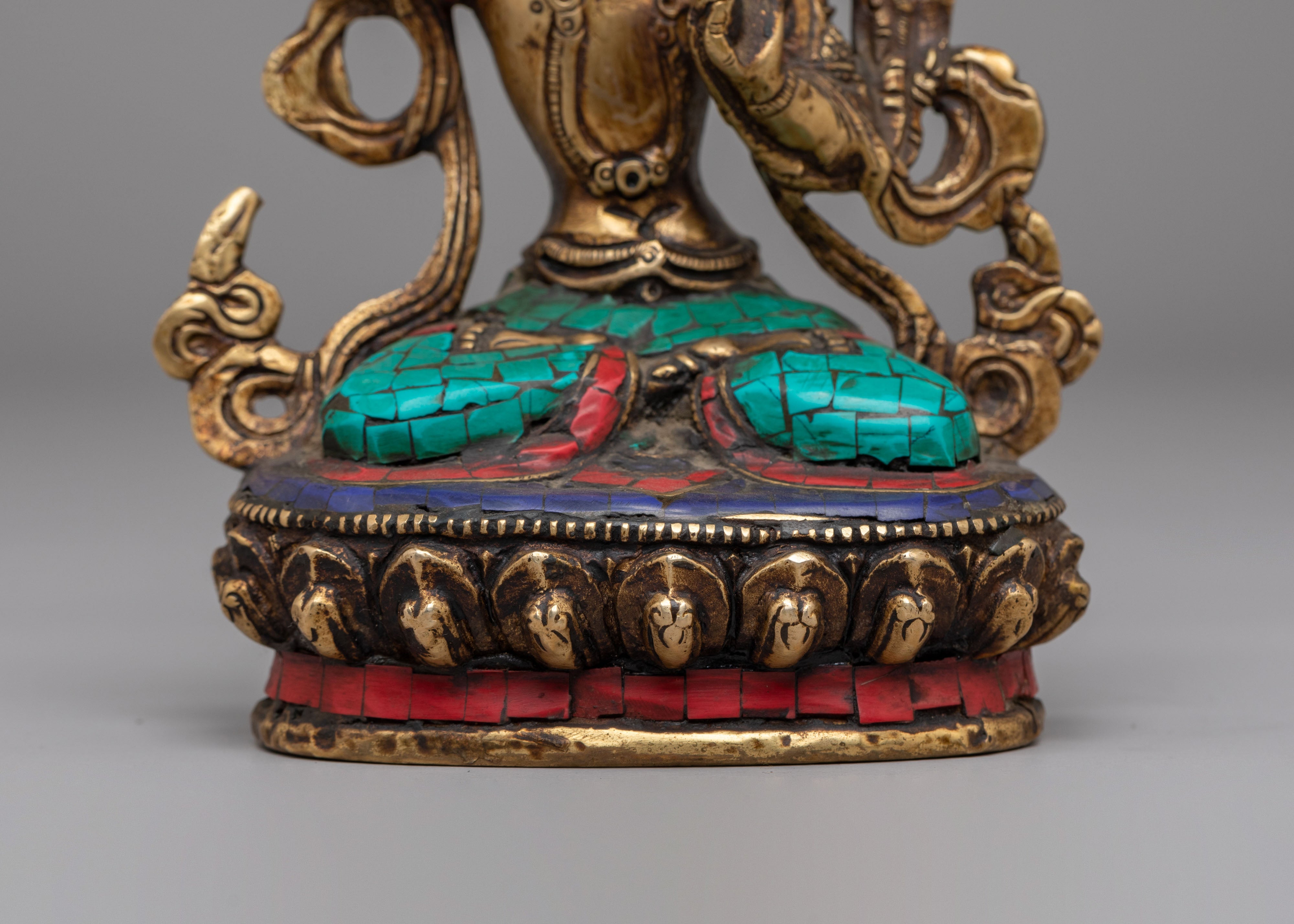 Buddhist Manjushri Handmade Statue | Spiritual Tibetan Decor