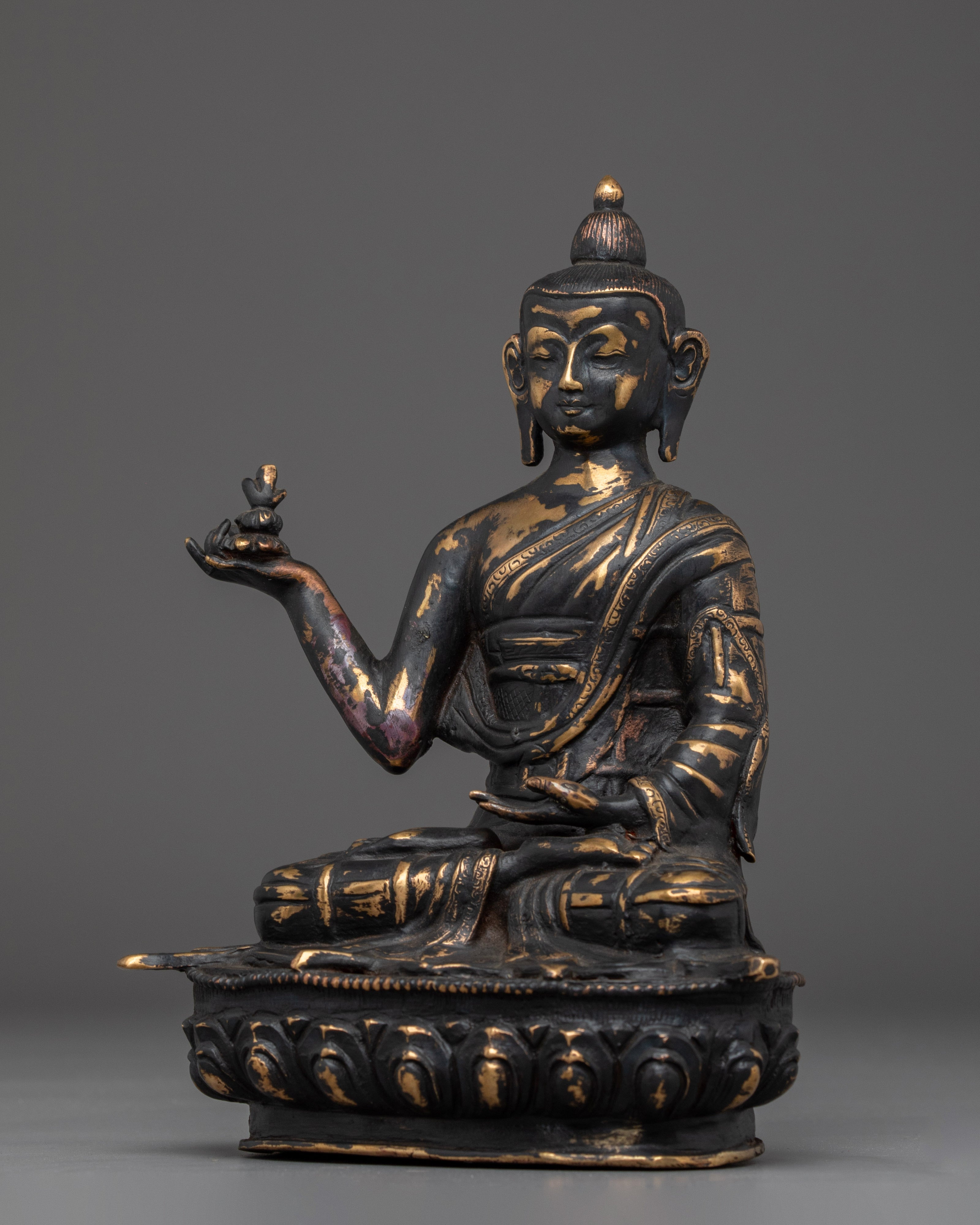 Handmade Tranquil Buddha Statue | Antique Finish Copper Meditation Sculpture
