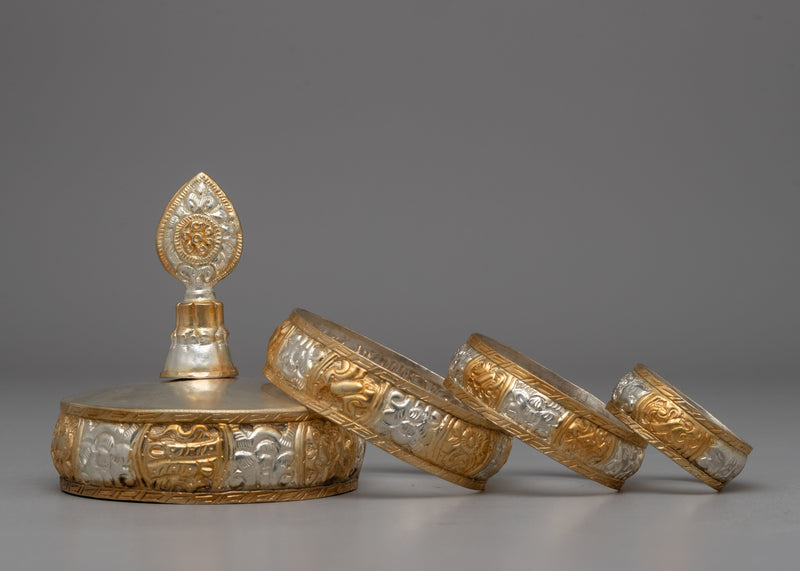 Gold & Silver-Plated Mandala Offering Set | Buddhist Ritual Offering Object