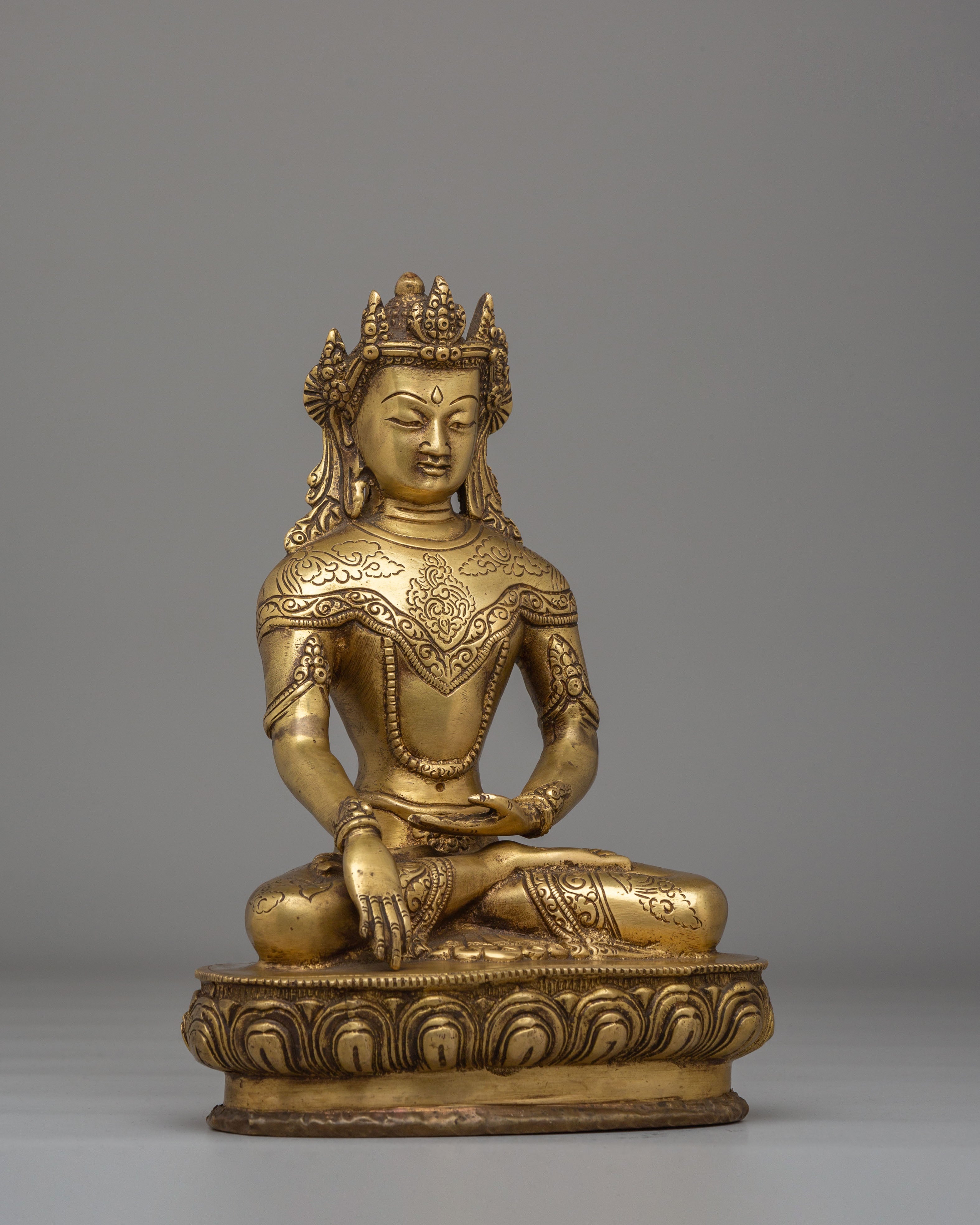 Tibetan Crowned Shakyamuni Buddha Statue | Himalayan Handmade Artwork