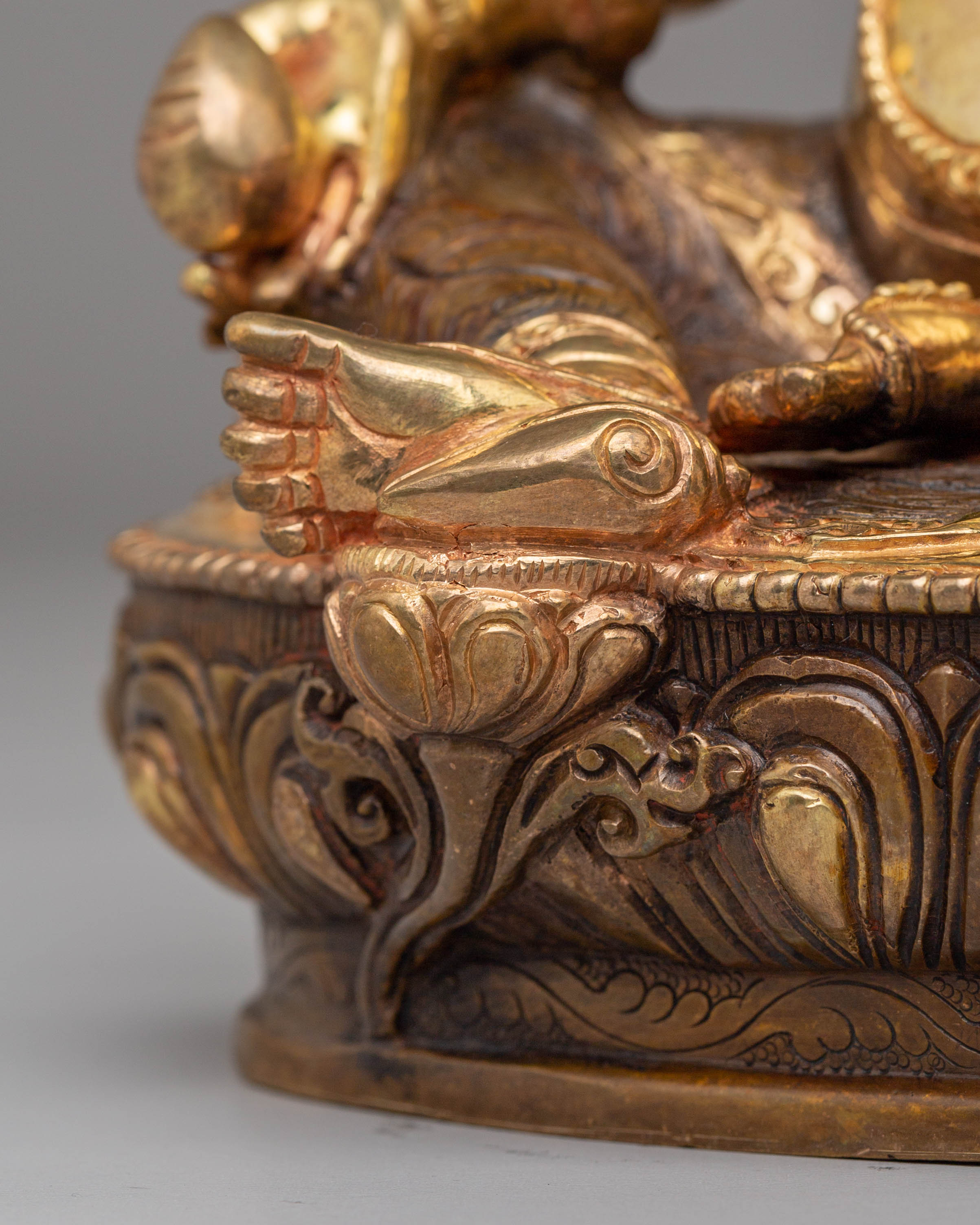 Dzambhala Handcrafted Sculpture | Gold Plated Prosperity Deity Statue