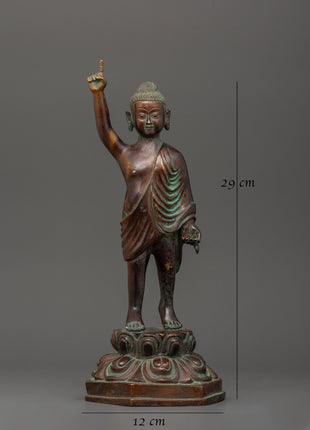 Oxidized Copper Standing Siddhartha Gautam | Symbol of Enlightenment