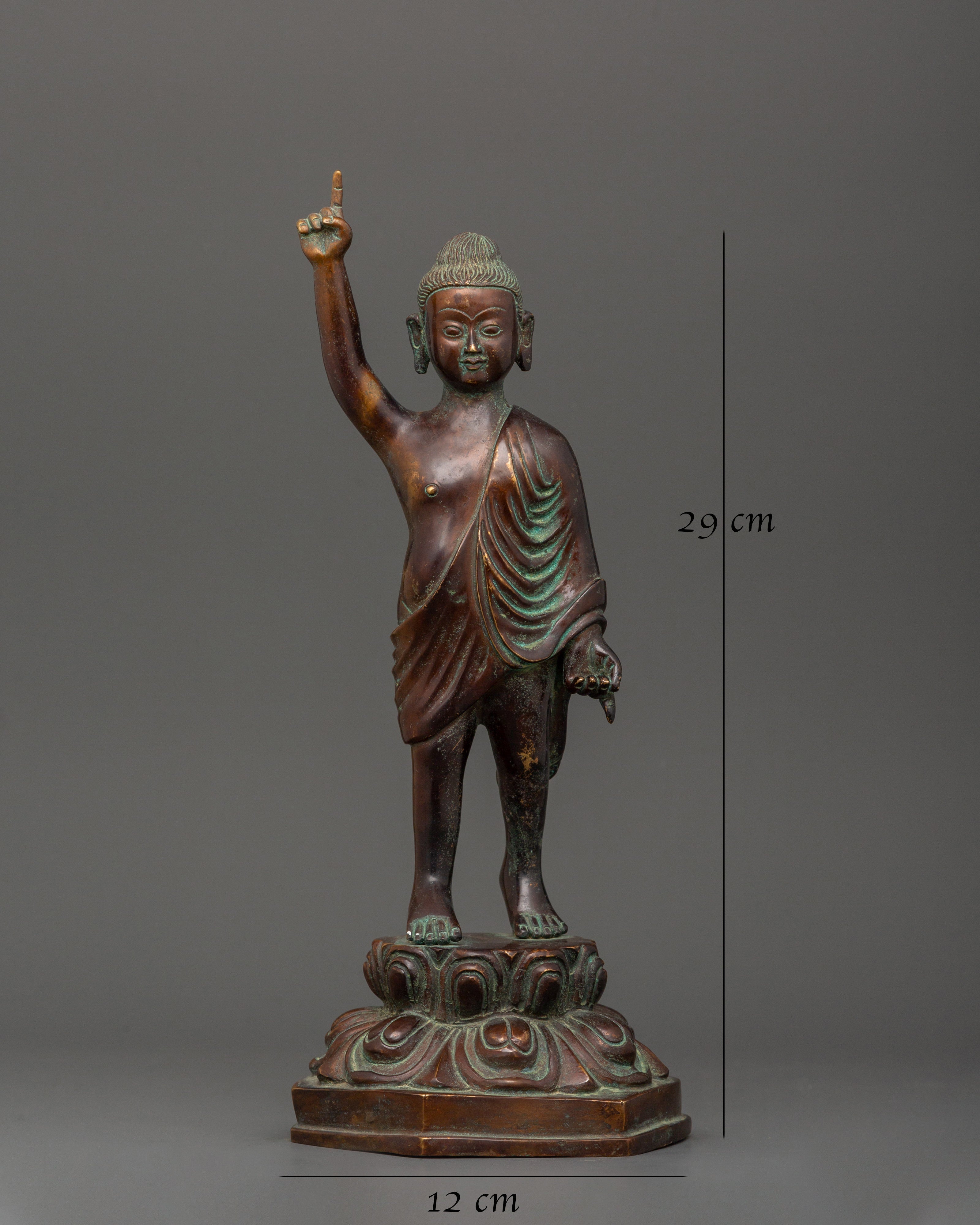 Oxidized Copper Standing Siddhartha Gautam | Symbol of Enlightenment