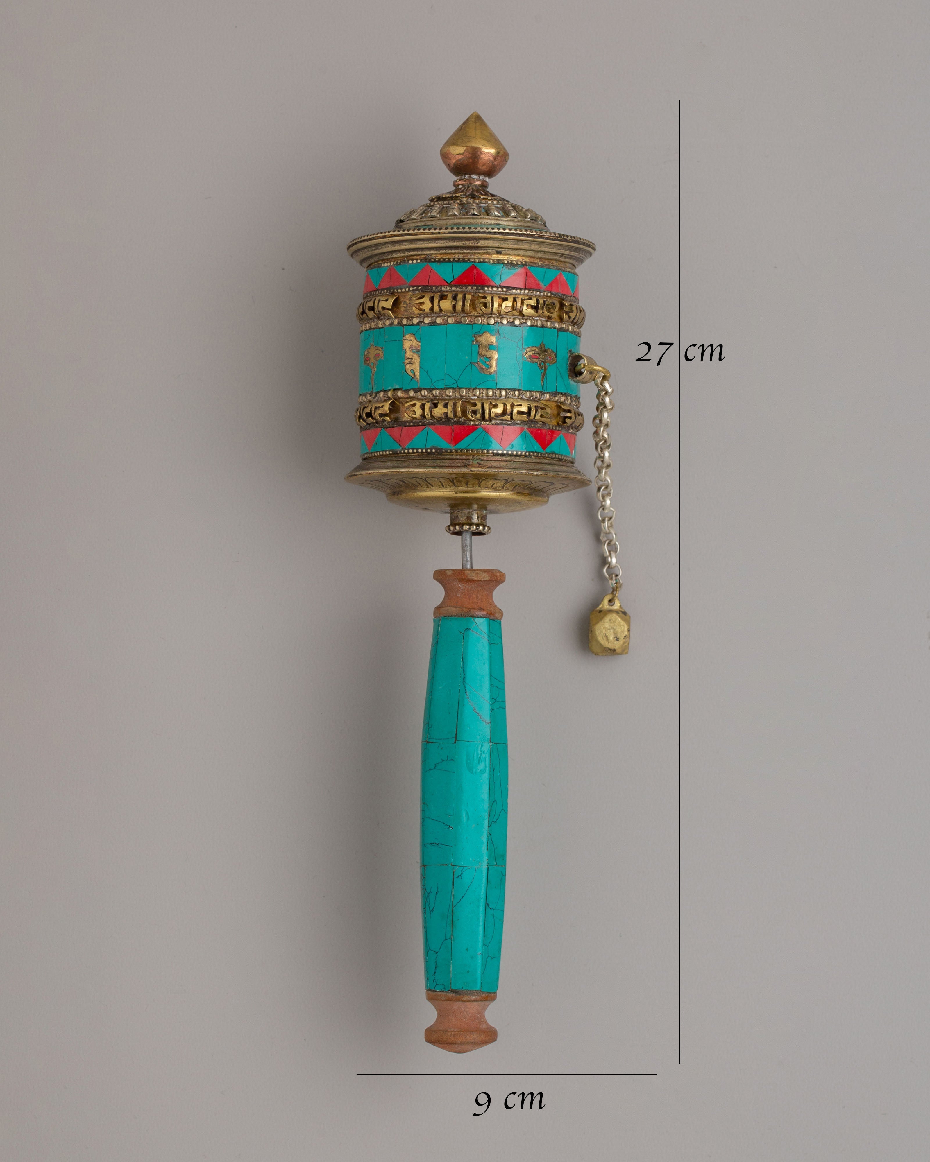 Spiritual Healing Prayer Wheel | Handcrafted with Brass and Gemstones