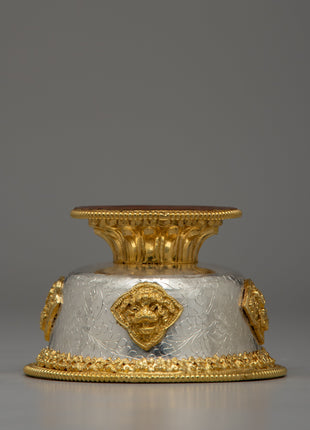 Handcrafted Silver Body and Gold-Plated Offering Bowls | Sacred Buddhist Decor Item
