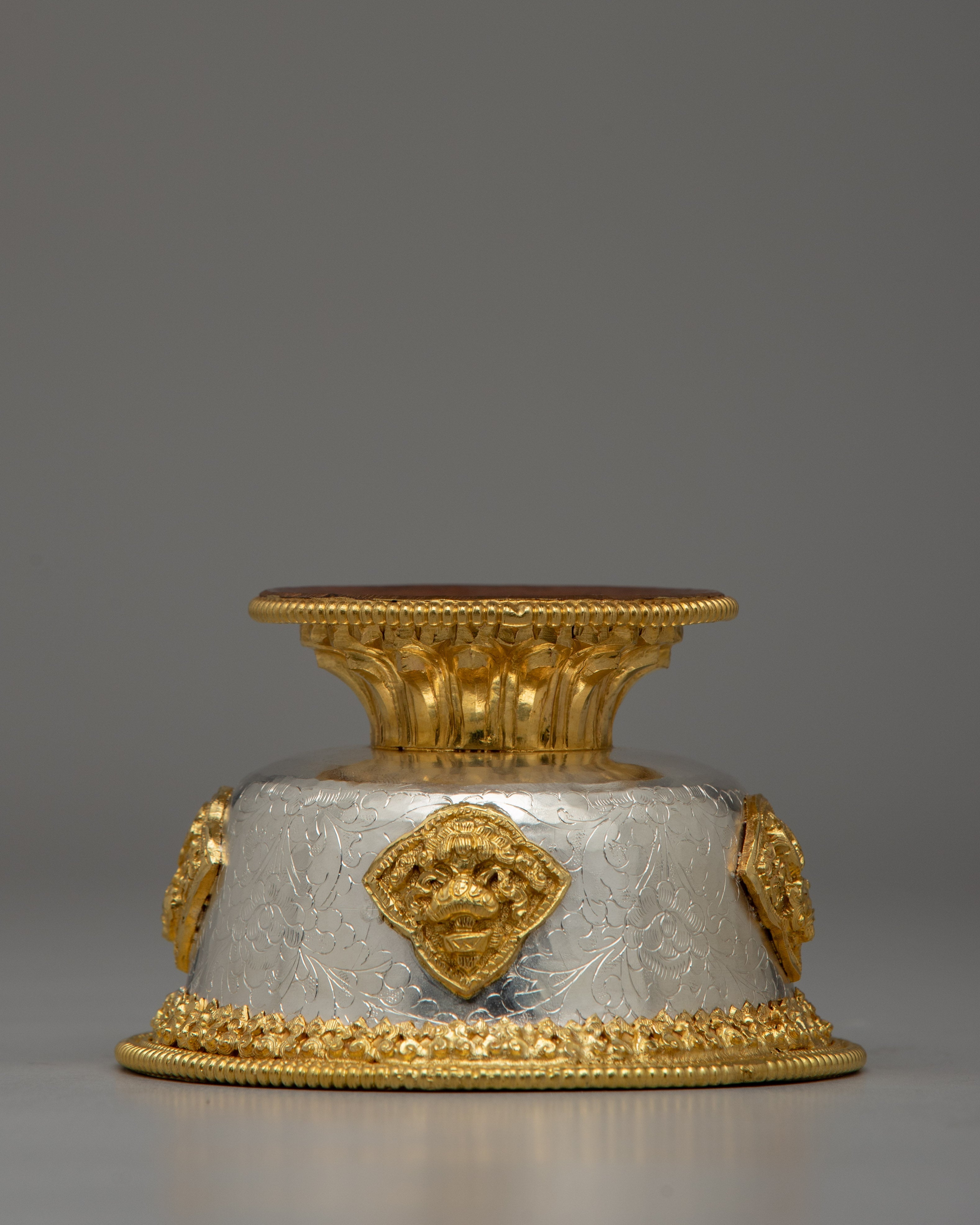 Handcrafted Silver Body and Gold-Plated Offering Bowls | Sacred Buddhist Decor Item