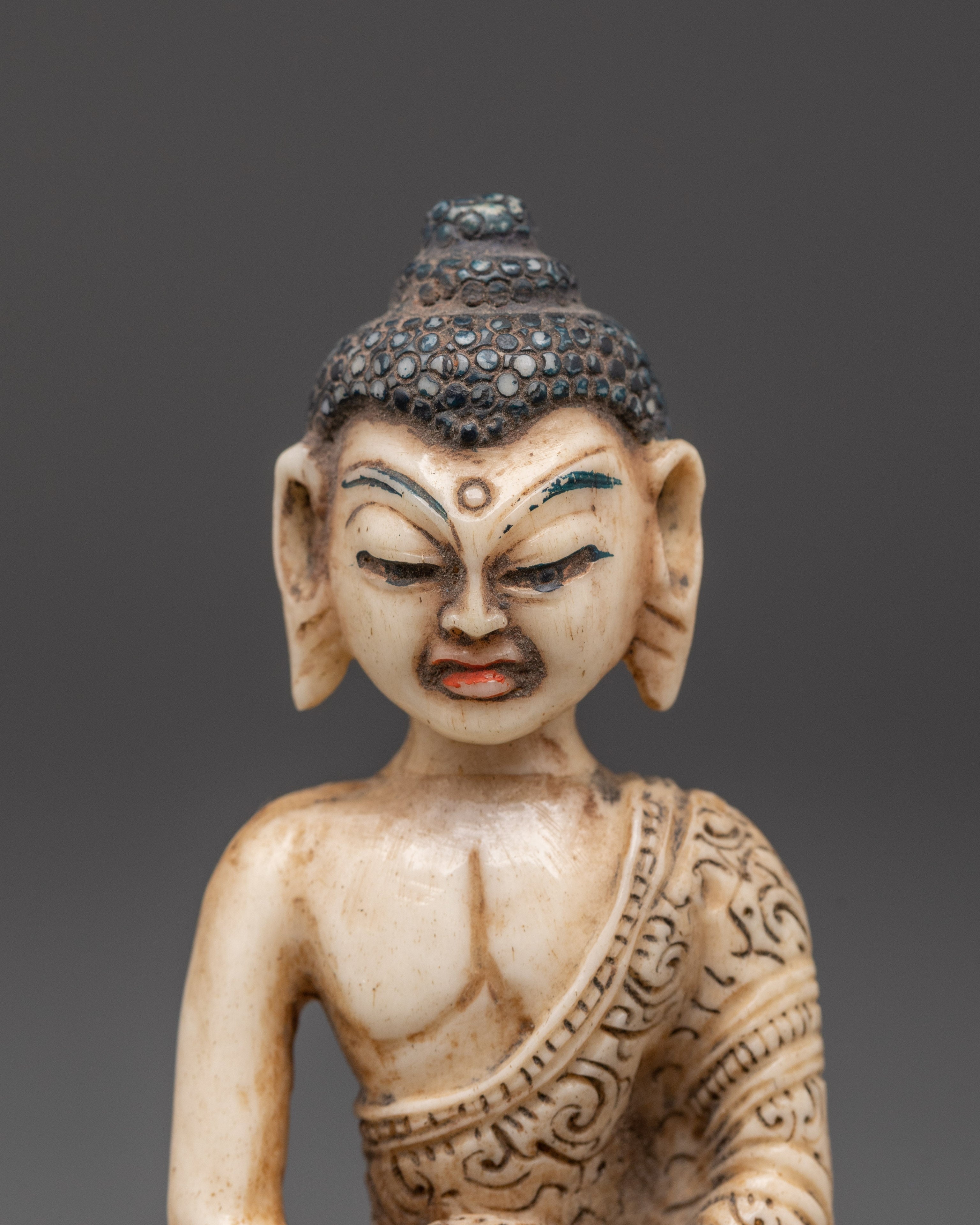 Sacred Ethically Sourced Yak Bone Amitabha Buddha Sculpture | Meditation Gift