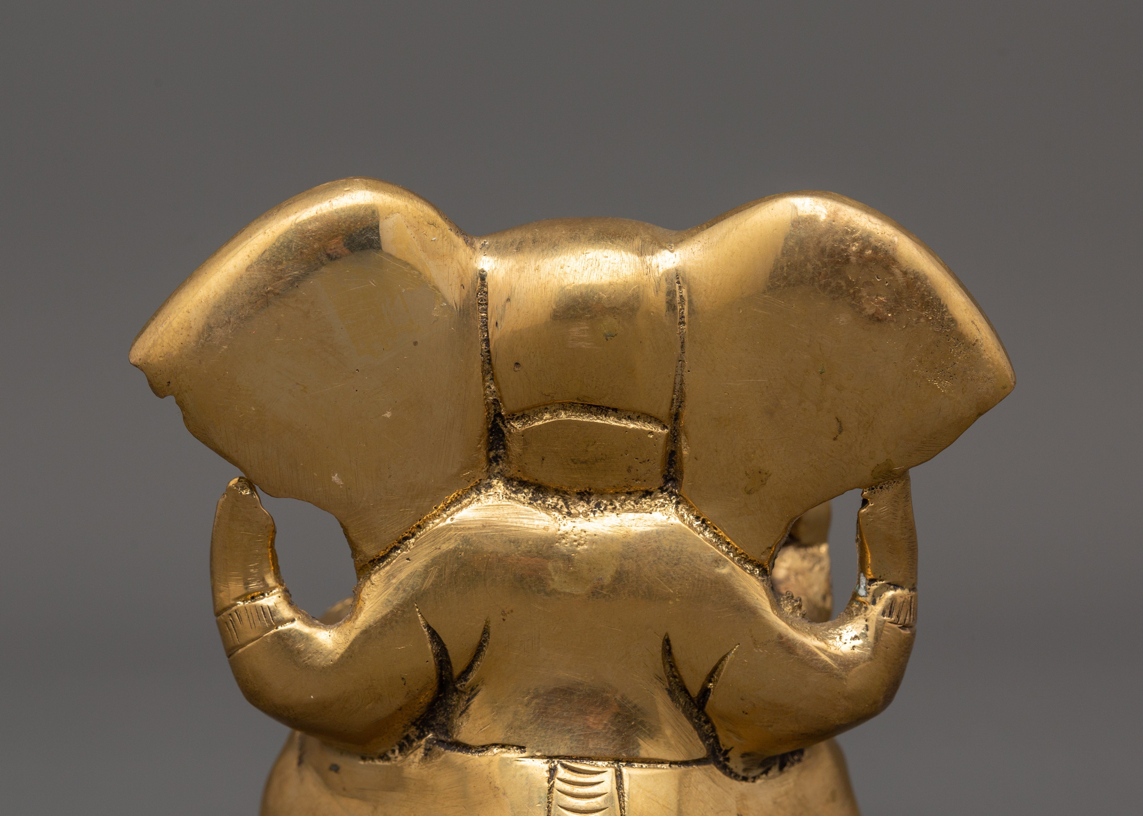 Brass Elephant Head Deity Ganesha Statue | Hindu Deity Decor for Prosperity & Good Luck