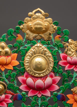 Tibetan Copper Offering Tree | Gold Plated Ritual Art with Acrylic Colors