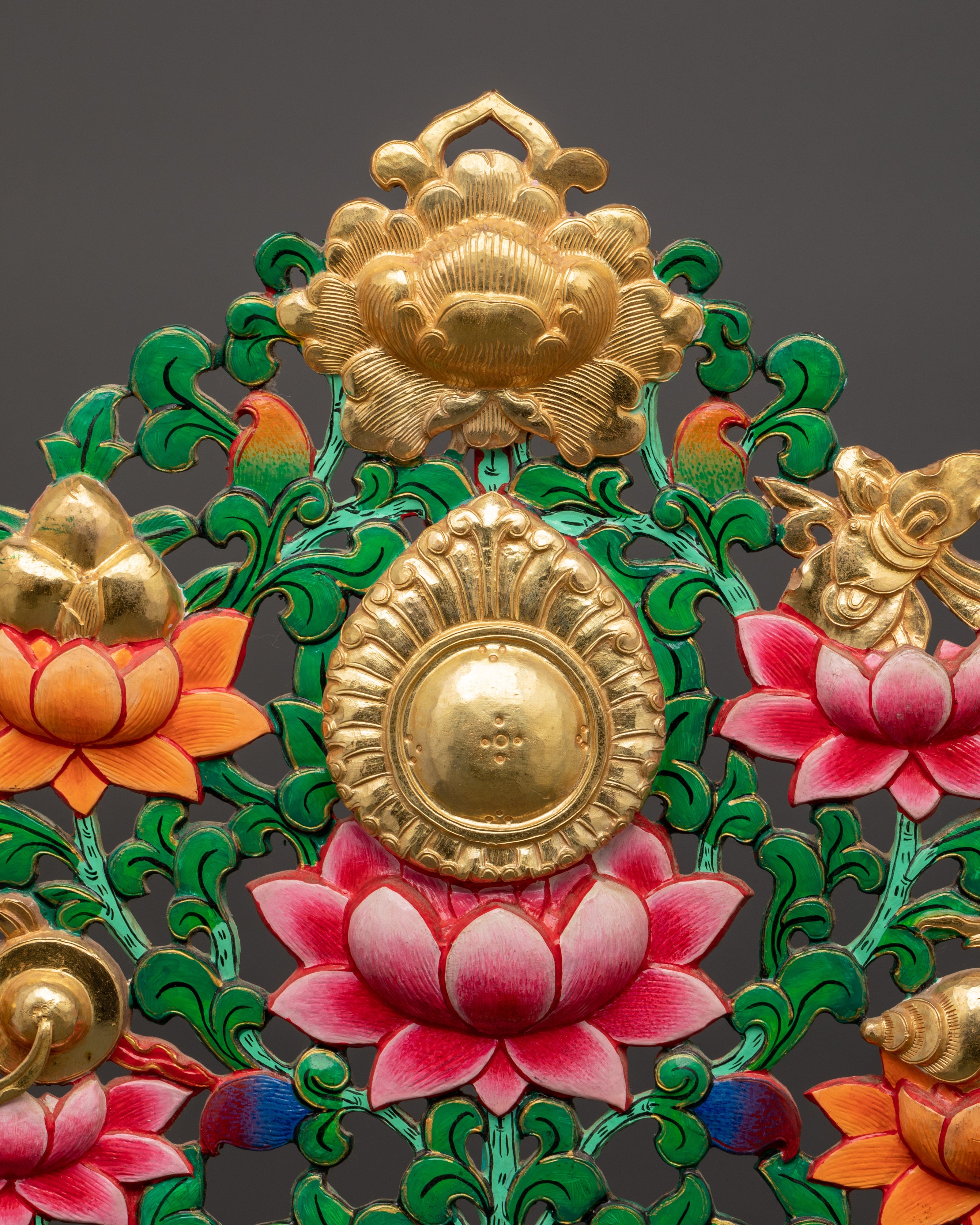 Tibetan Copper Offering Tree | Gold Plated Ritual Art with Acrylic Colors