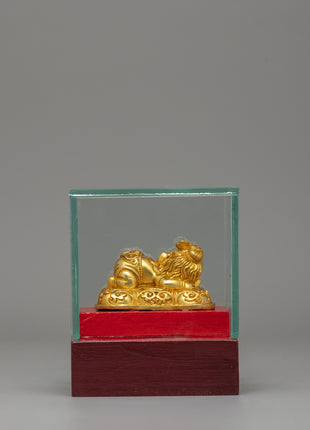 Elephant-Headed Ganapati Statue | Sacred Glass Enclosed Hindu Deity Figurine