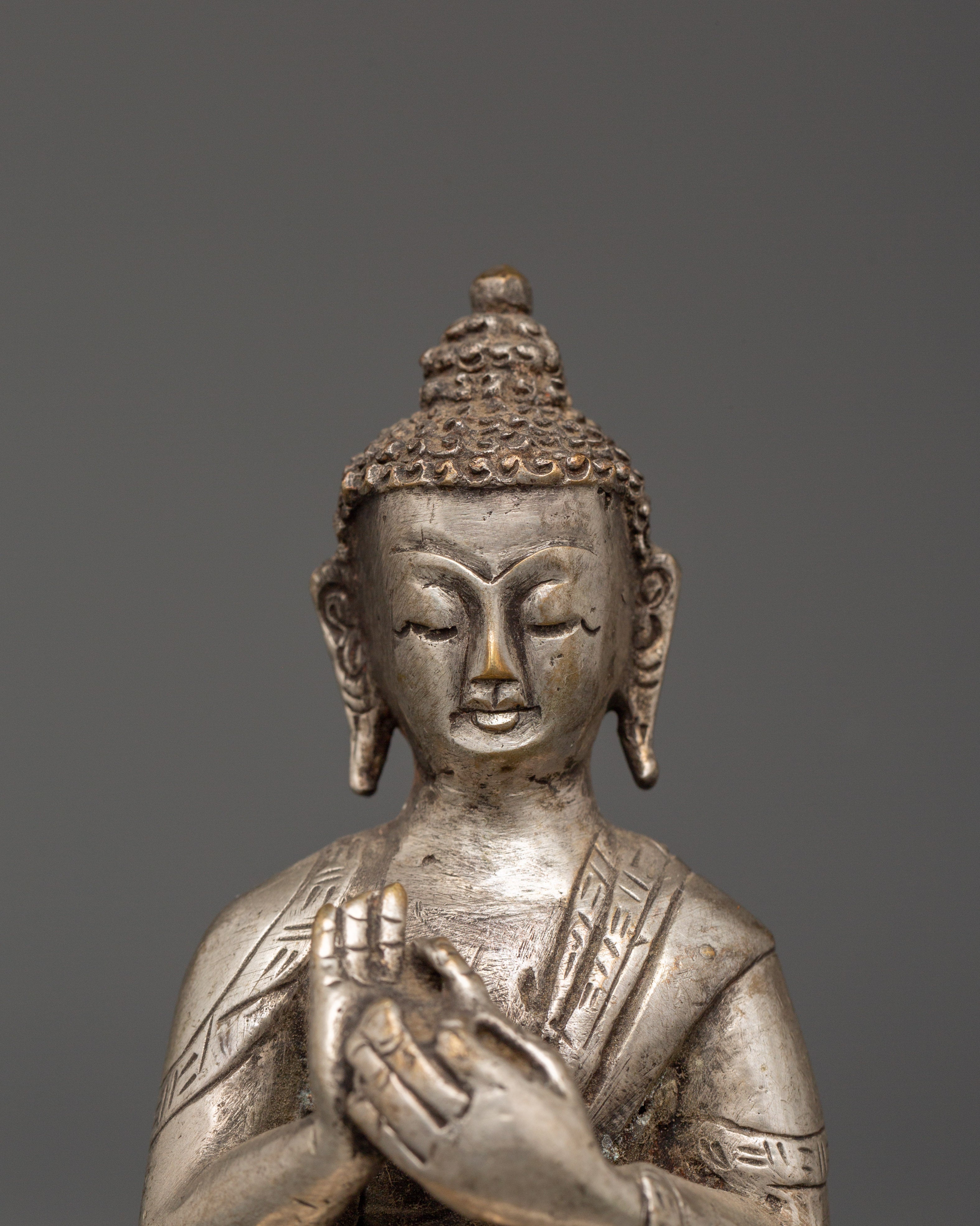 Handcrafted Tibetan Dharma Chakra Mudra Vairocana Buddha | Cosmic Buddha of Wisdom