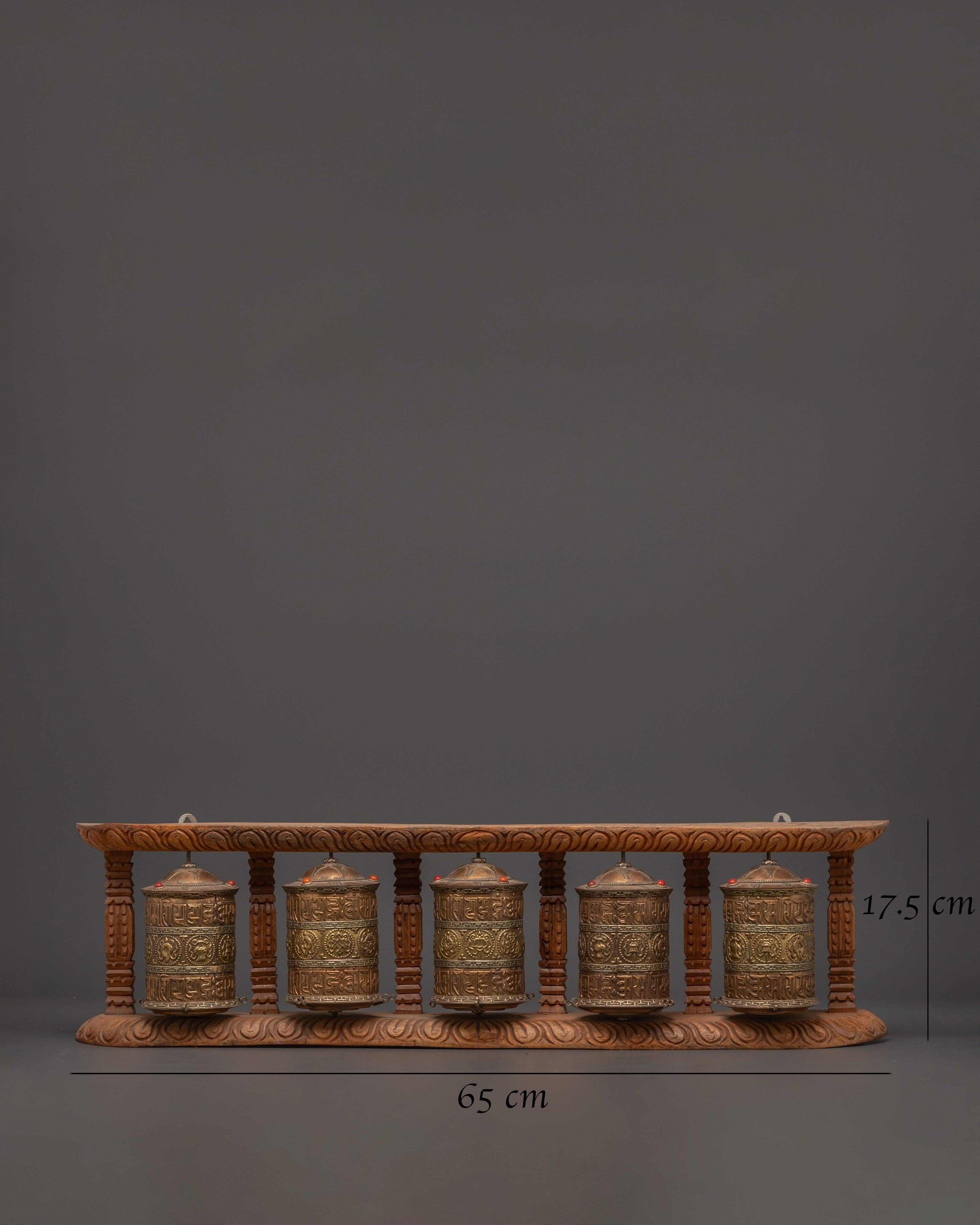 Set of 5 Handcrafted Brass Tibetan Prayer Wheels | Sacred Mantra Spinners