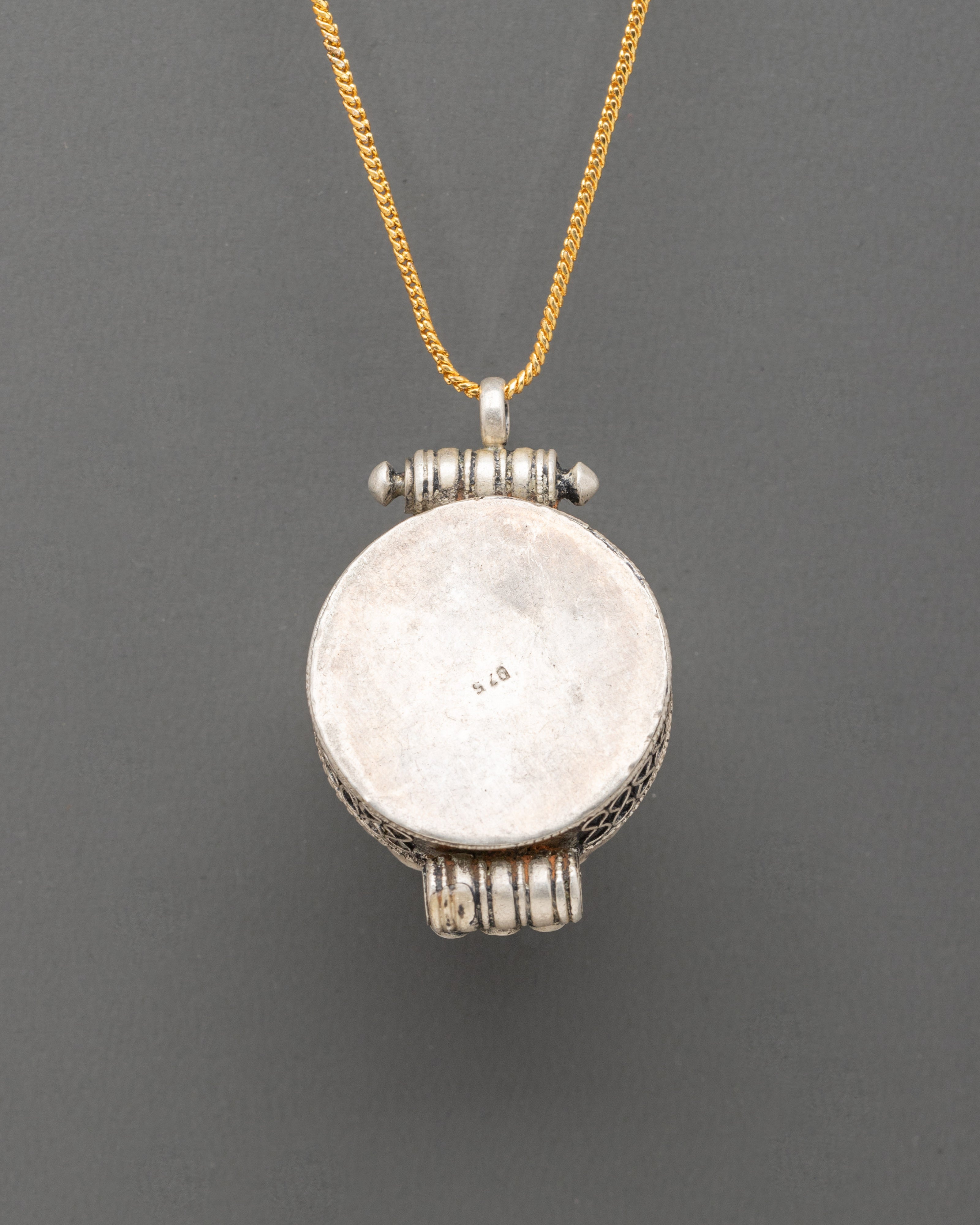 Sacred Buddhist Prayer Box | Silver with Coral & Turquoise