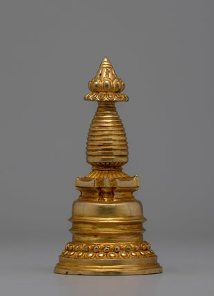Gold-Plated Tibetan Buddhist Stupa | Enhancing Mindfulness and Spiritual Energy