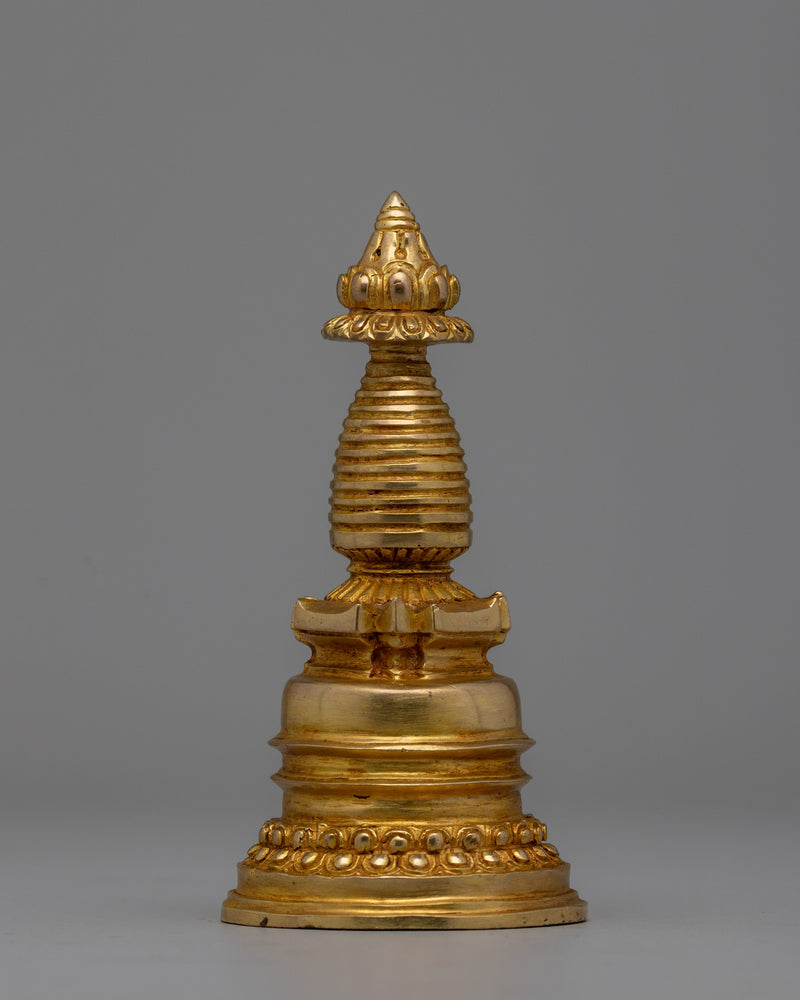 Gold-Plated Tibetan Buddhist Stupa | Enhancing Mindfulness and Spiritual Energy