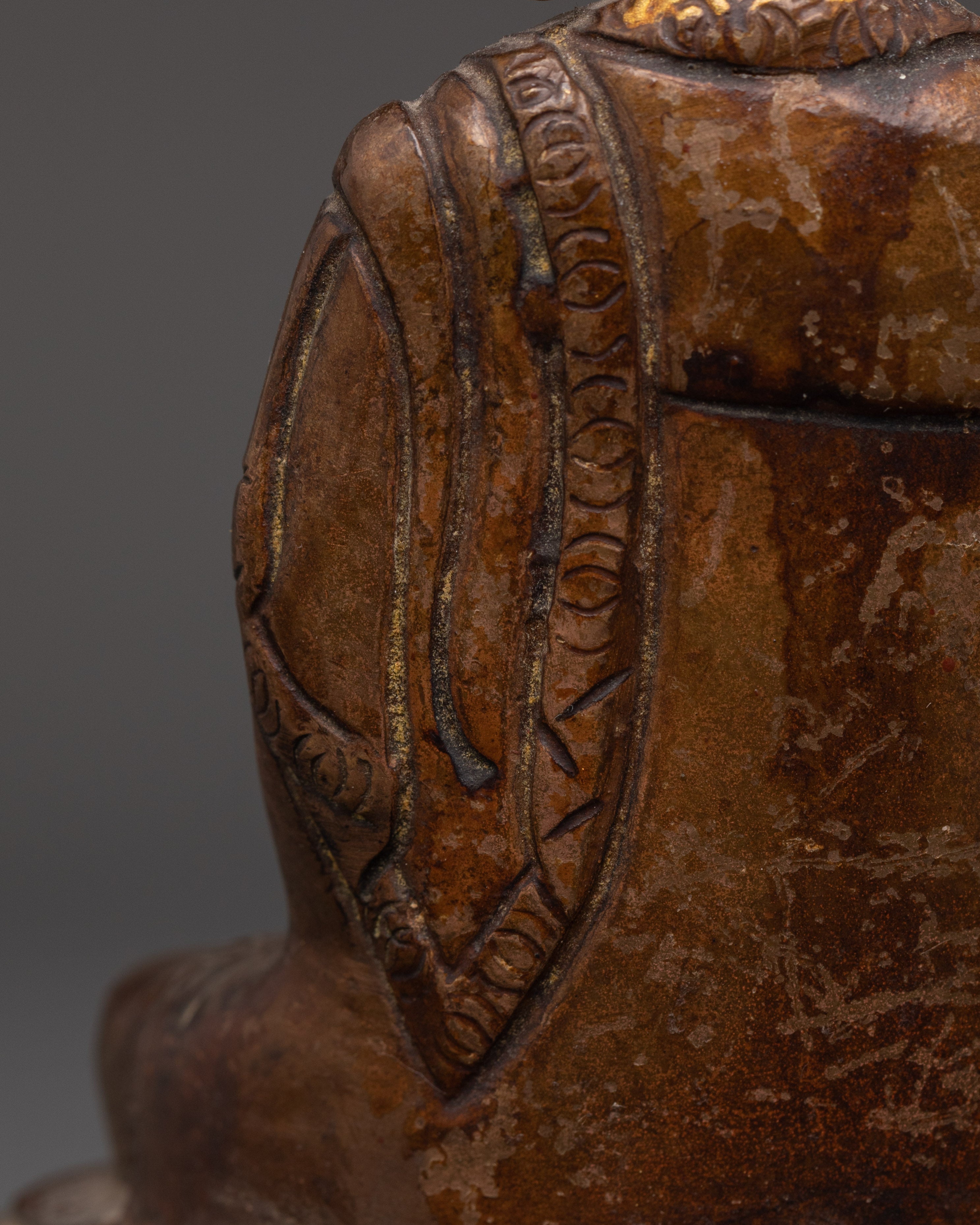 Amitabha Pure Land Buddha Statue | Oxidized Copper Buddhist Statue