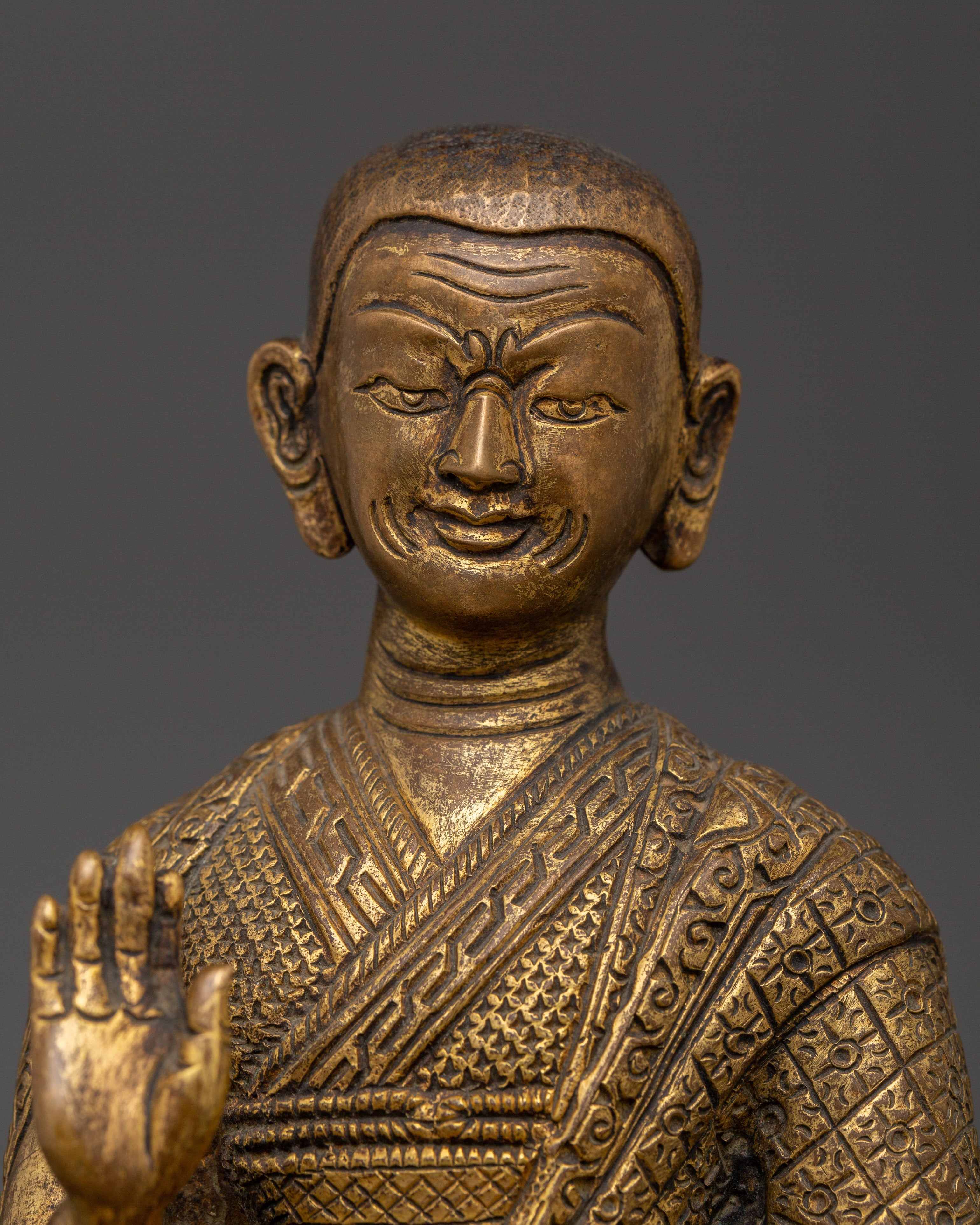 Handcrafted Brass body Tsongkhapa with Je Gyaltsab & Je Khedrup