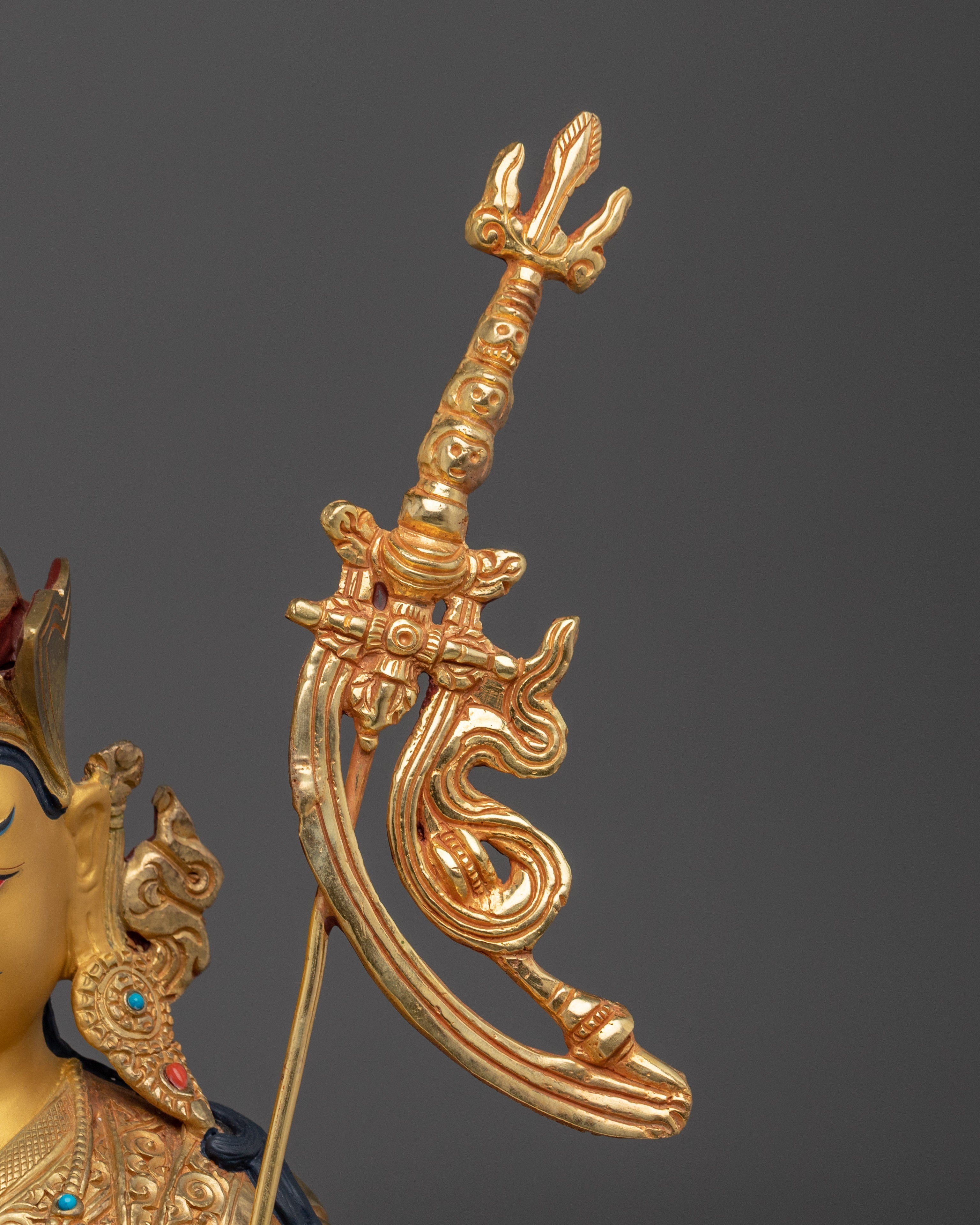 Guru Rinpoche Padmasambhava Copper Statue | 24K Gold Gilded Buddhist Sculpture