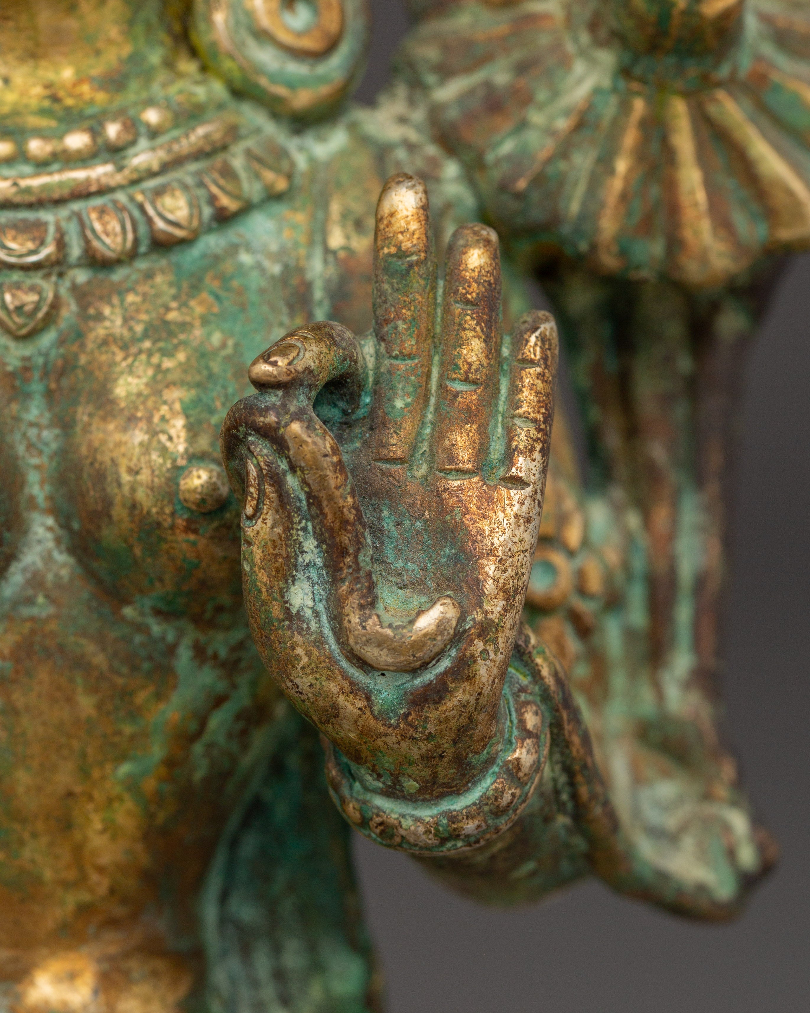 Standing Green Tara Copper Statue | Goddess of Compassion