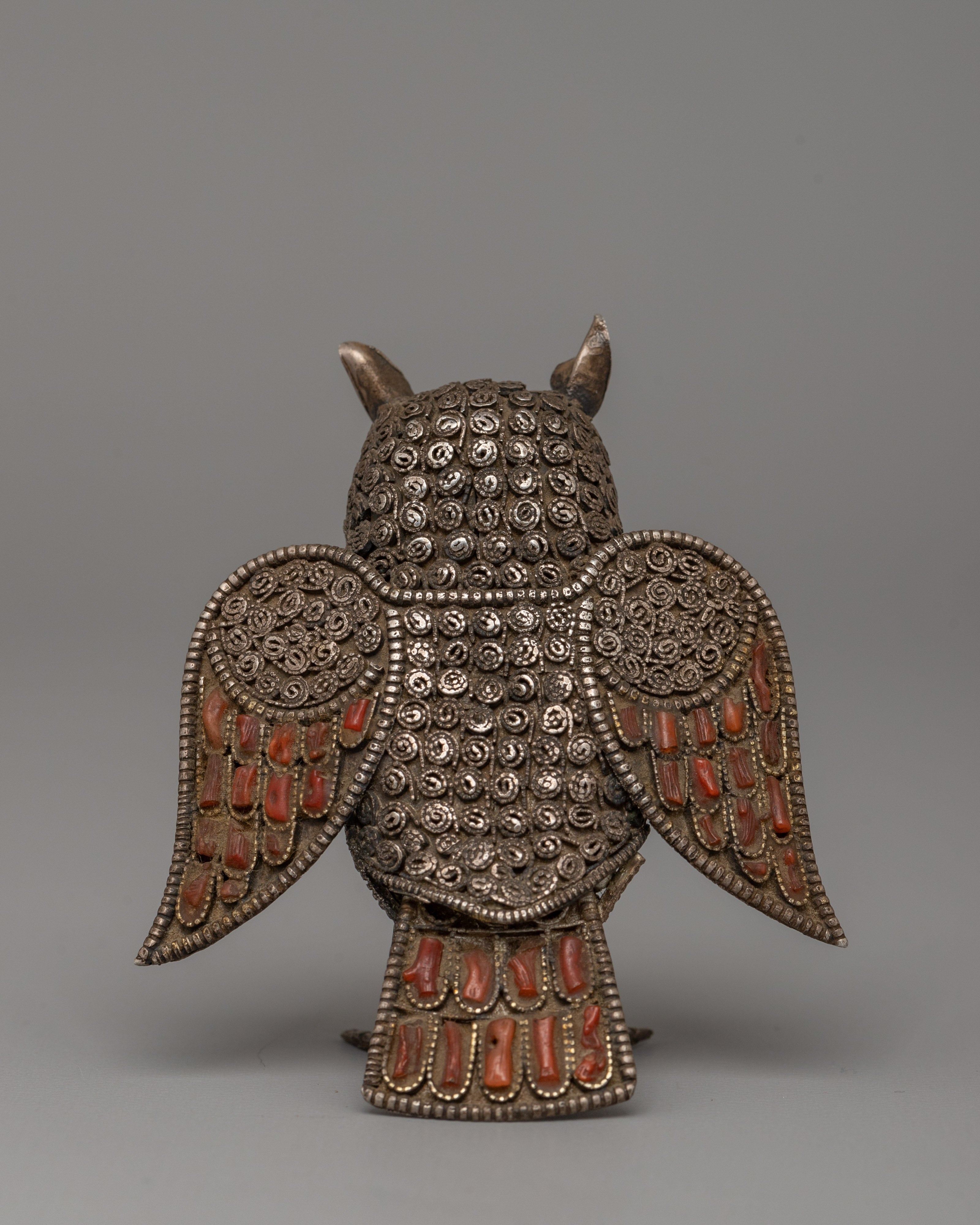 Silver-Plated Copper Owl Statue | Handcrafted Wisdom Figurine |