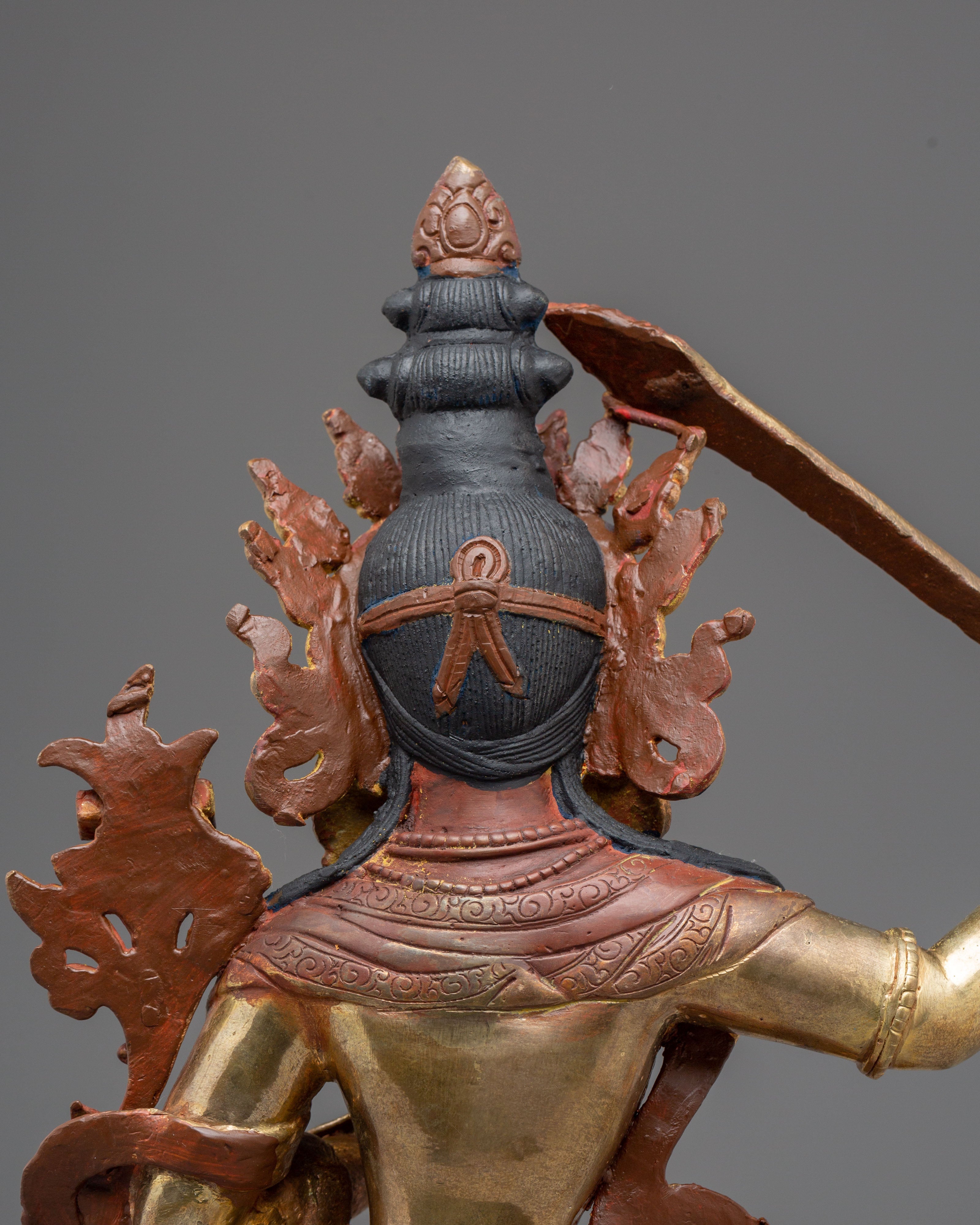 Statue of Supreme Deity of Wisdom Manjushri | Gold Plated Buddhist Bodhisattva Sculpture